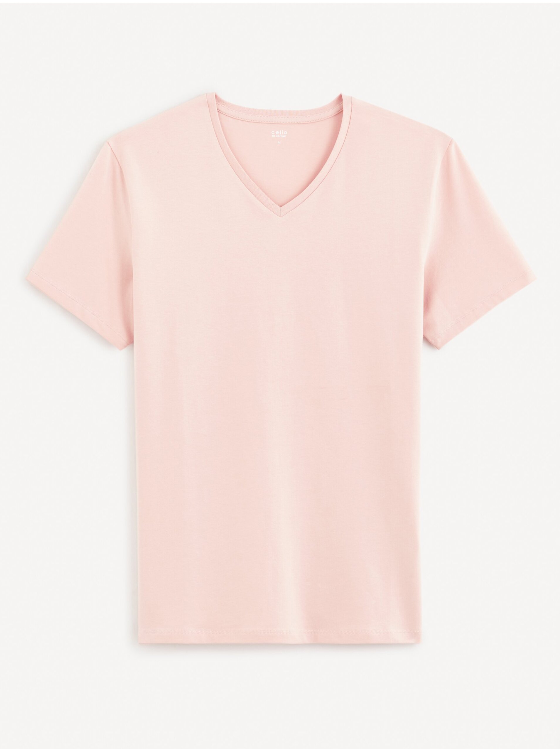 Levně Růžové pánské basic tričko Celio Neuniv