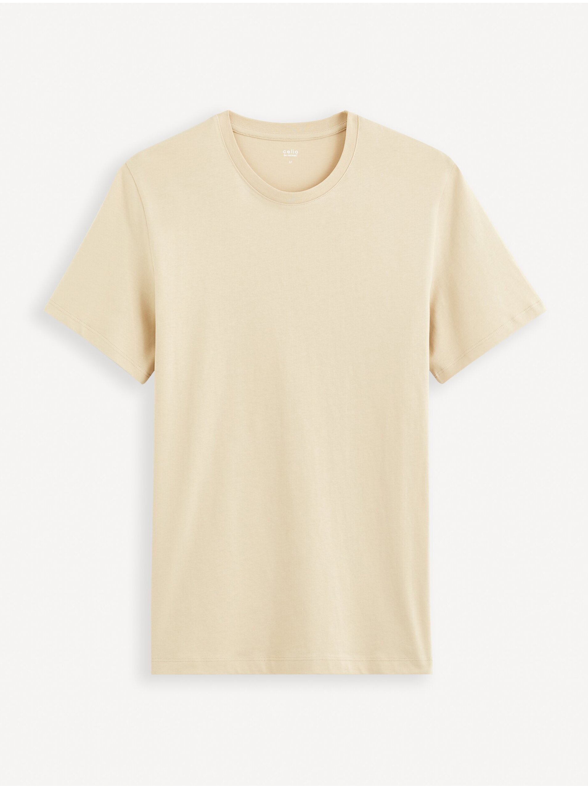 E-shop Béžové pánské basic tričko Celio Tebase