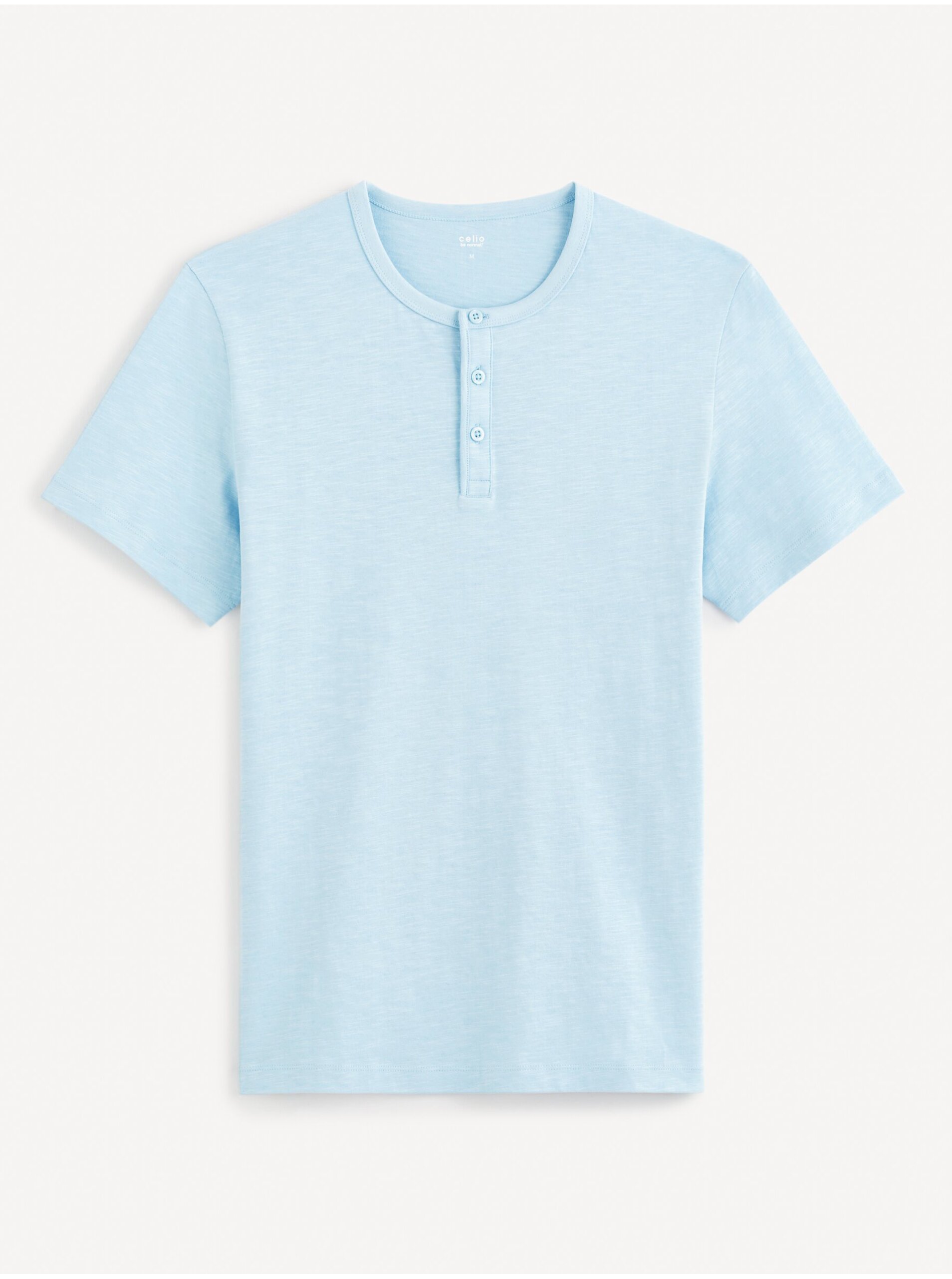 Levně Světle modré pánské basic tričko Celio Genperle