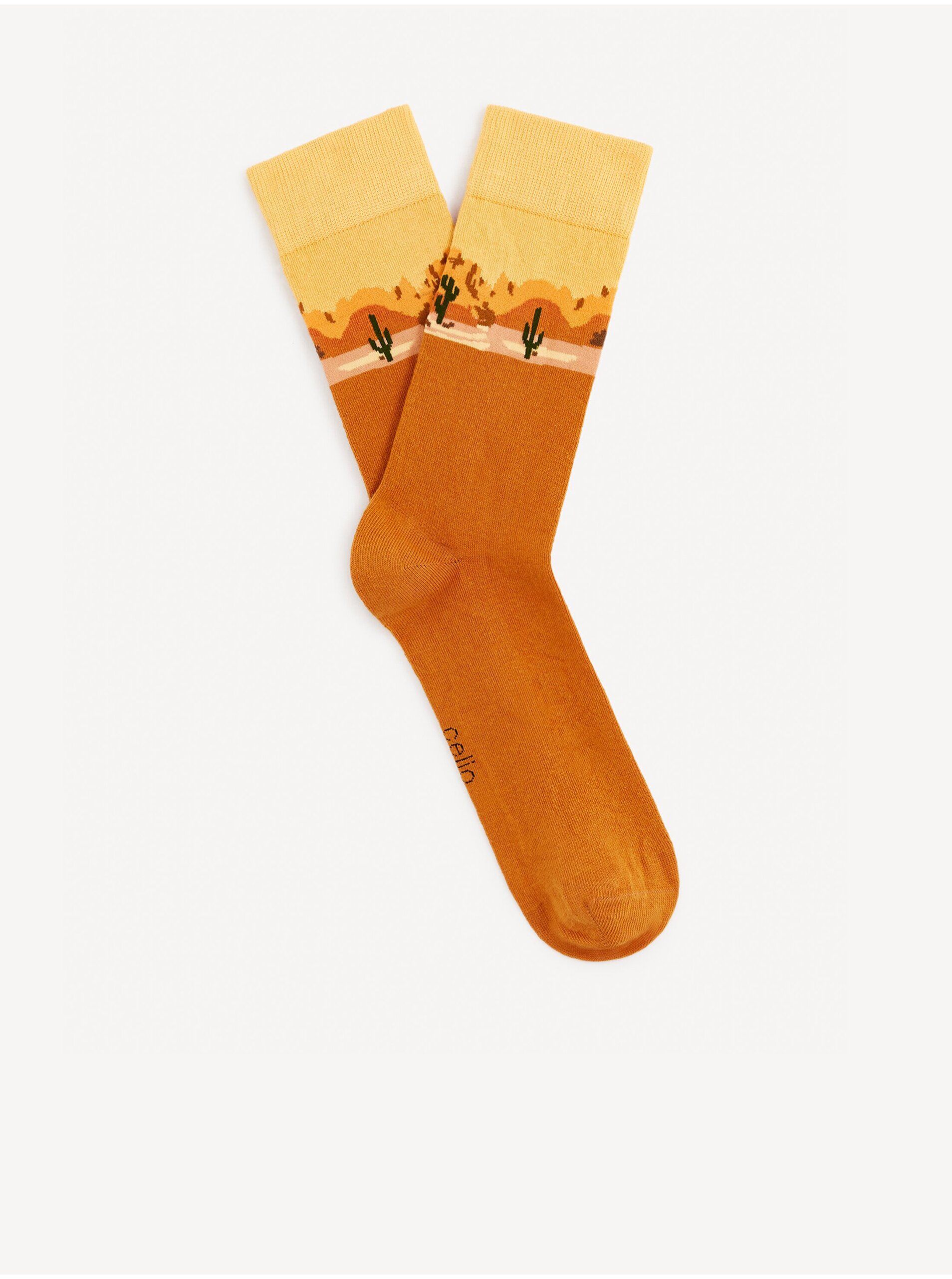 Levně Oranžové pánské ponožky Celio Gisocactu