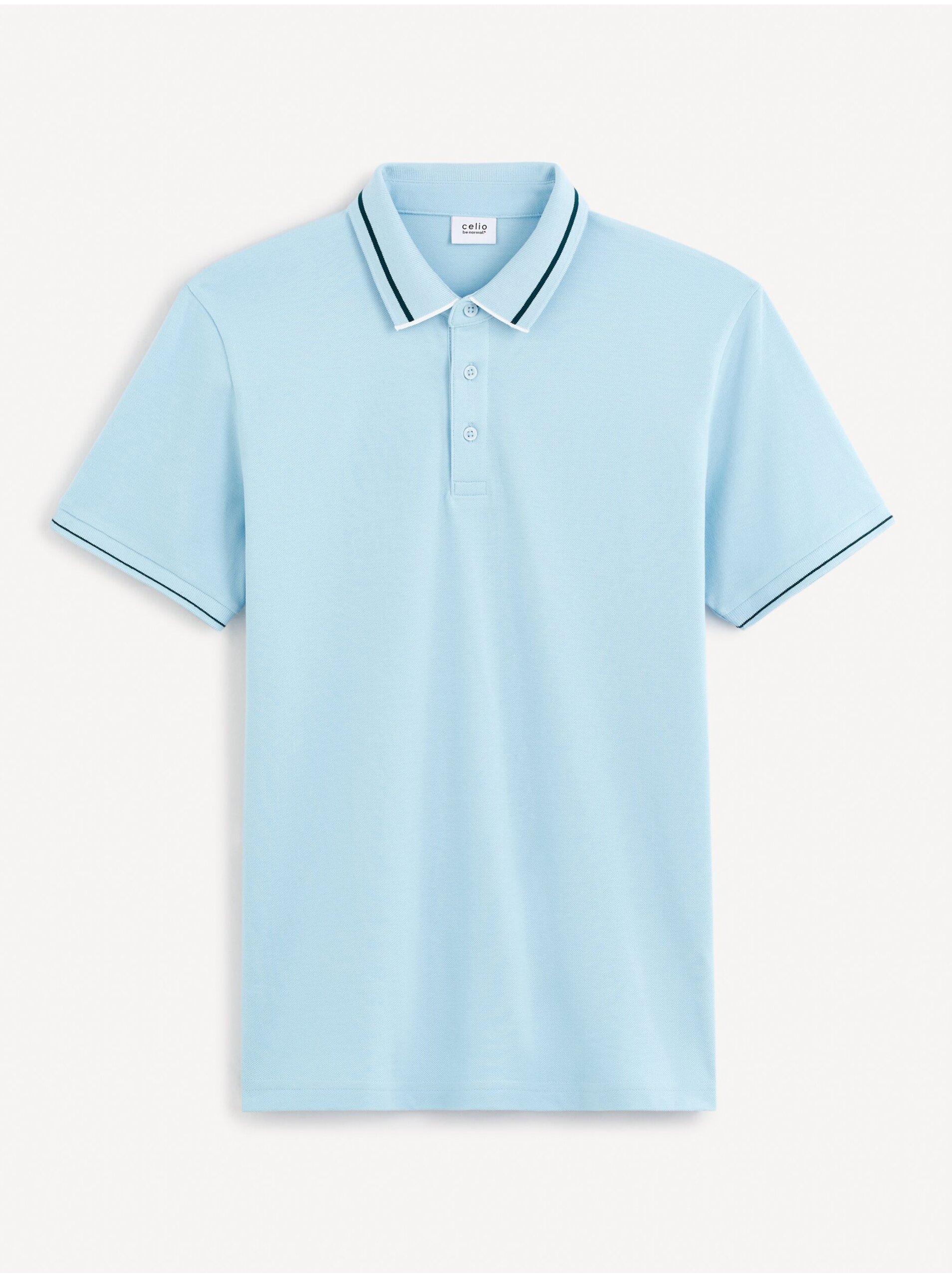 Levně Světle modré pánské basic polo tričko Celio Geden