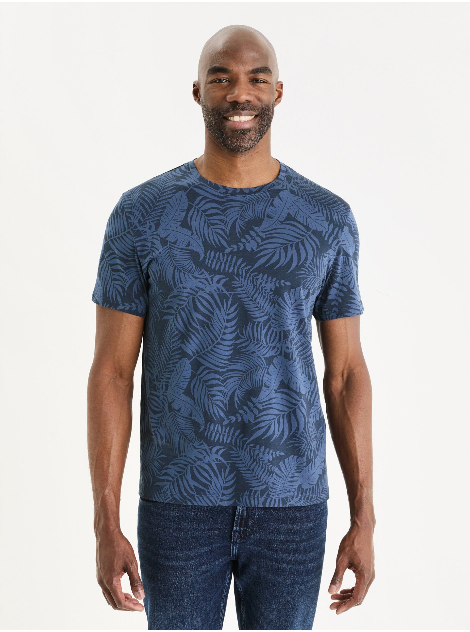 E-shop Tmavě modré pánské tričko Celio Gefeuille