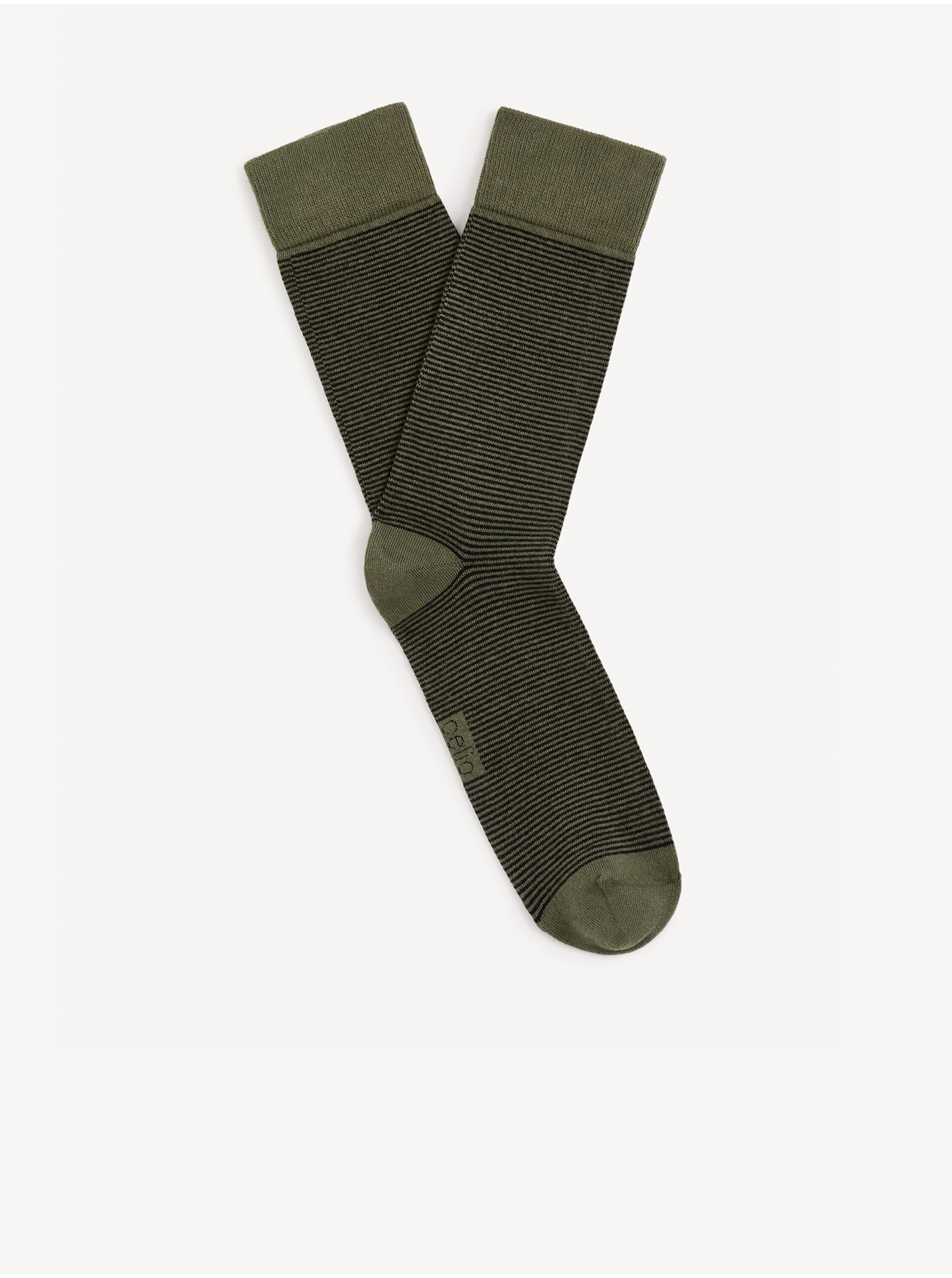 Levně Khaki pánské pruhované ponožky Celio Vicaire