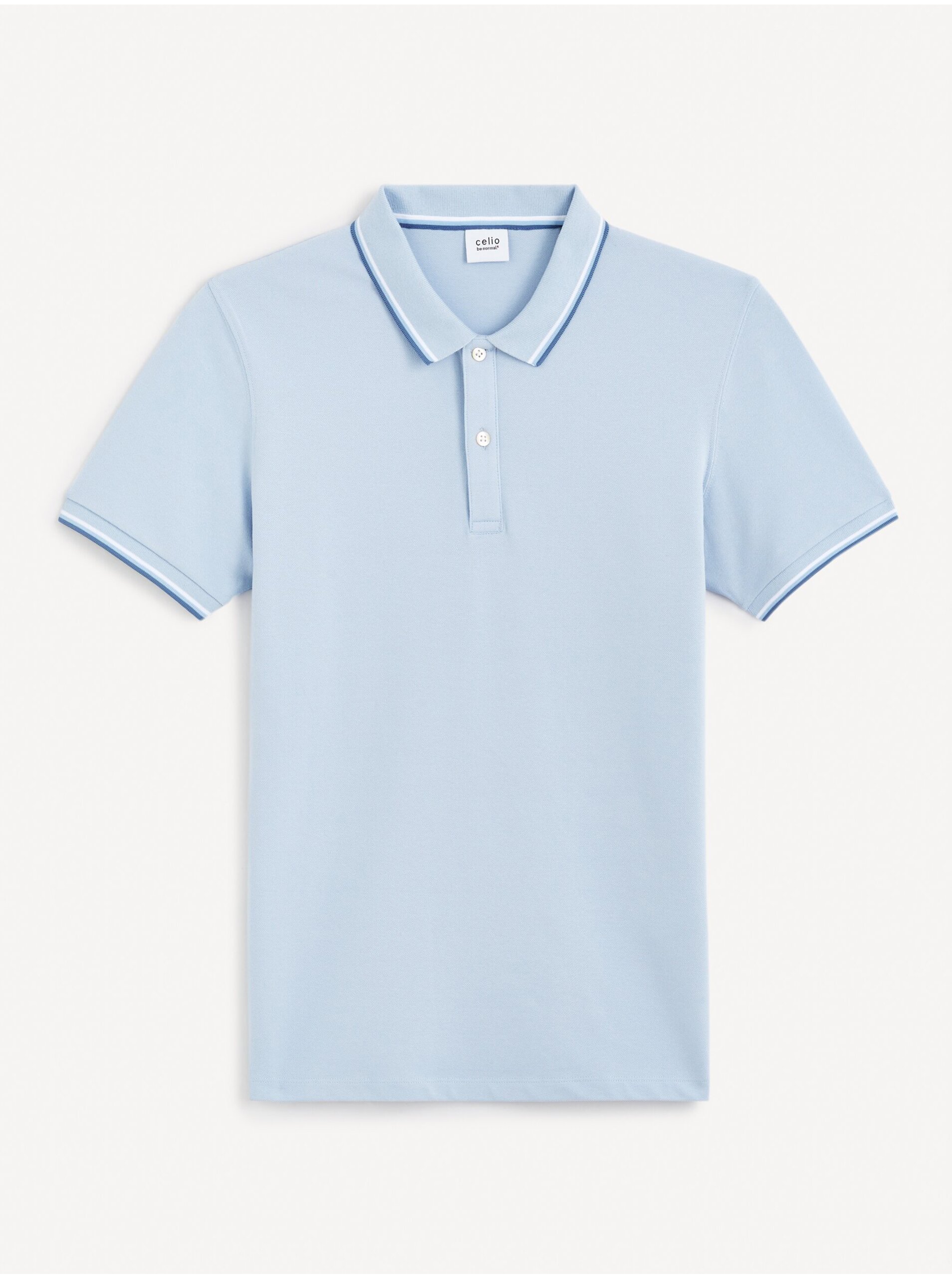 Levně Světle modré pánské basic polo tričko Celio Decolrayeb