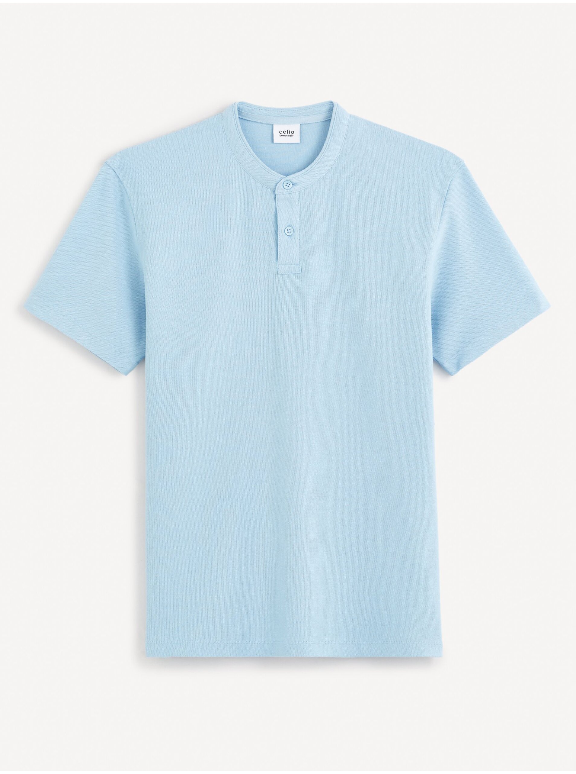 Levně Světle modré pánské basic polo tričko Celio Gesohel