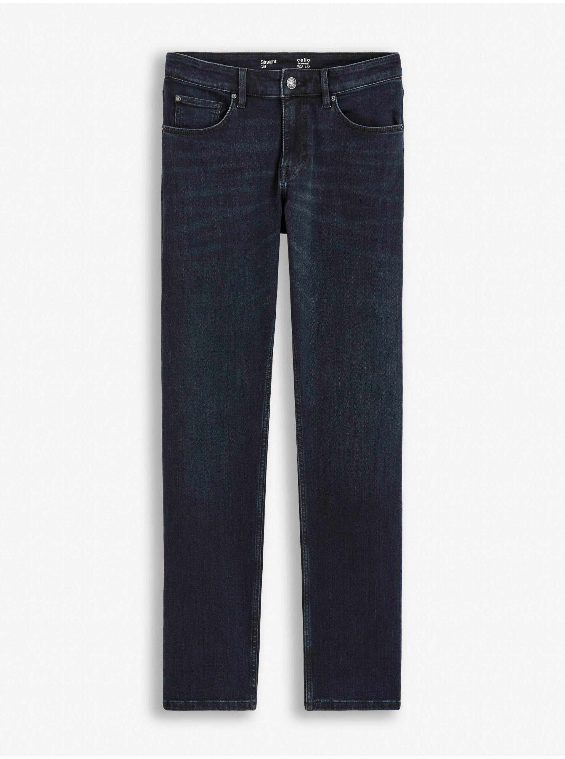 E-shop Tmavě šedé pánské straight fit džíny Celio C15