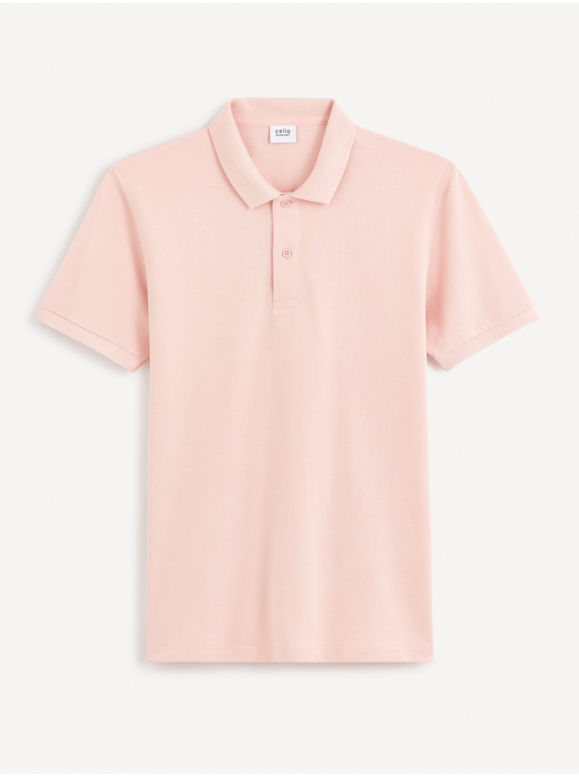Levně Světle růžové pánské basic polo tričko Celio Teone