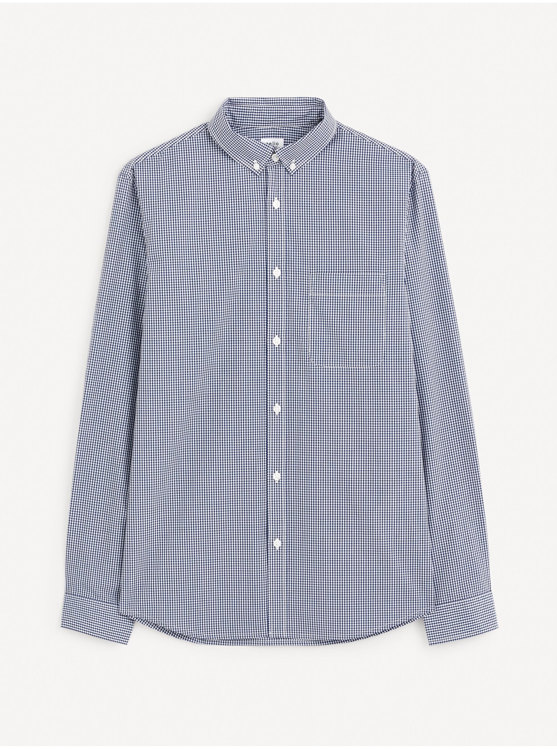 E-shop Modrá pánská vzorovaná košile Celio Gaopur