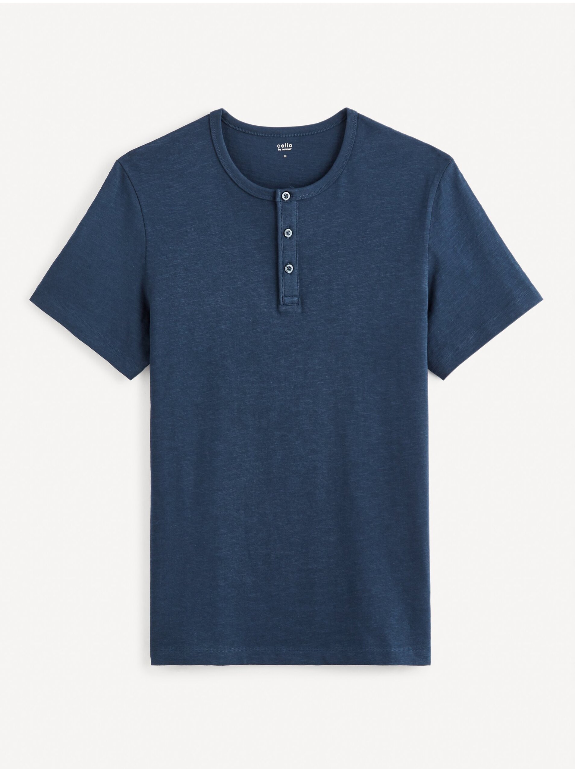 E-shop Tmavě modré pánské basic tričko Celio Genperle