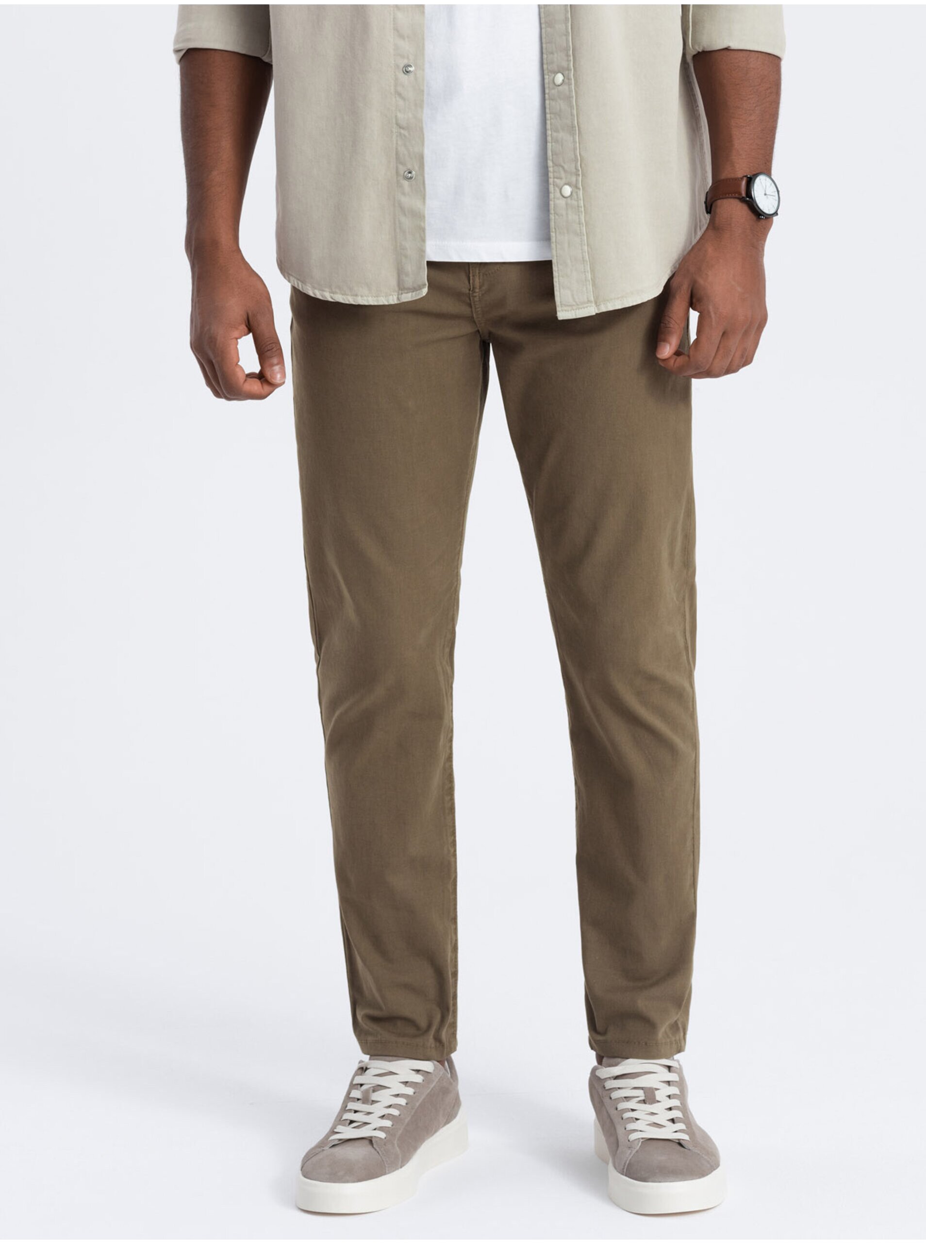 E-shop Khaki pánské chino kalhoty Ombre Clothing
