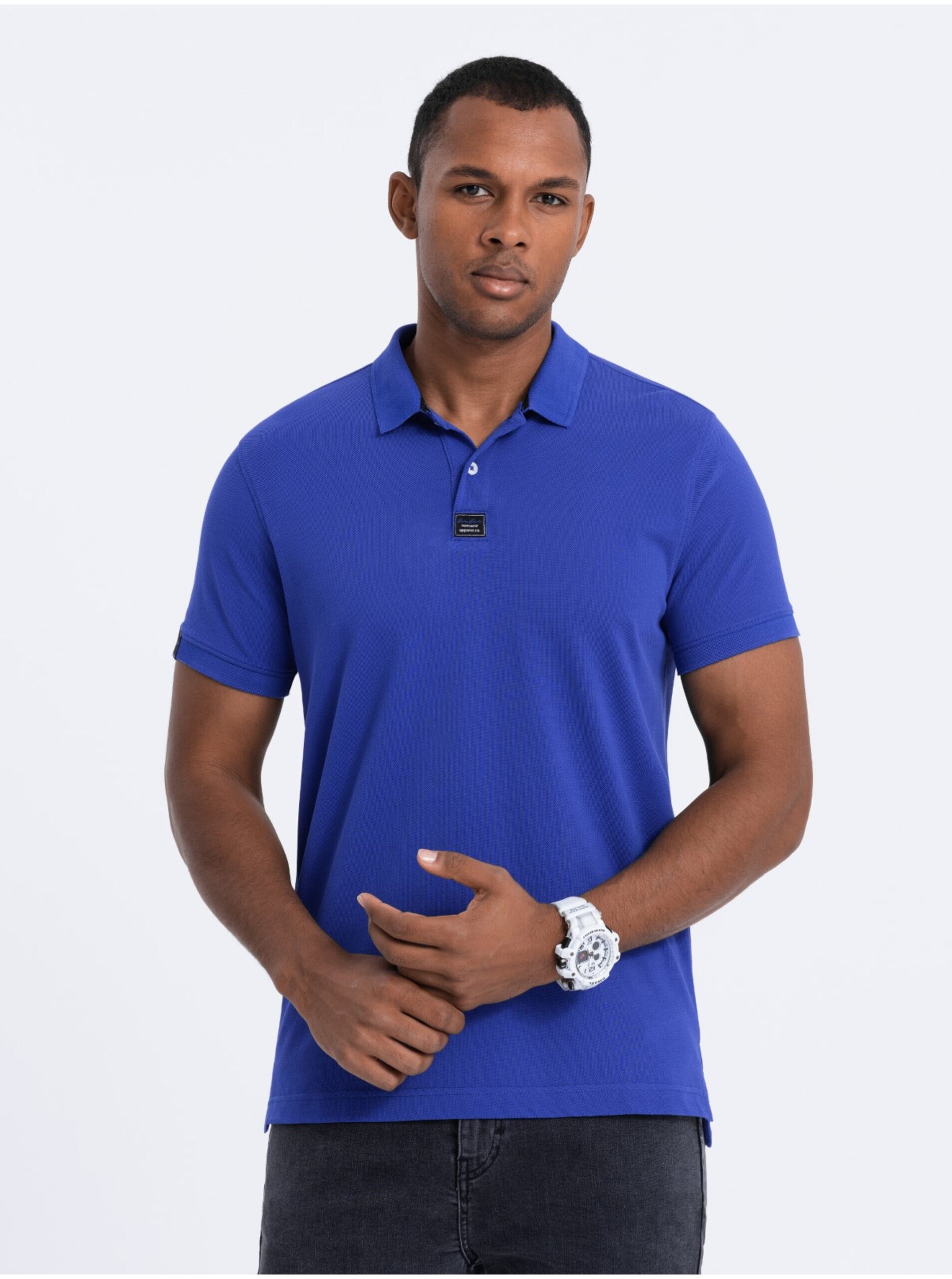 E-shop Modré pánské polo tričko Ombre Clothing