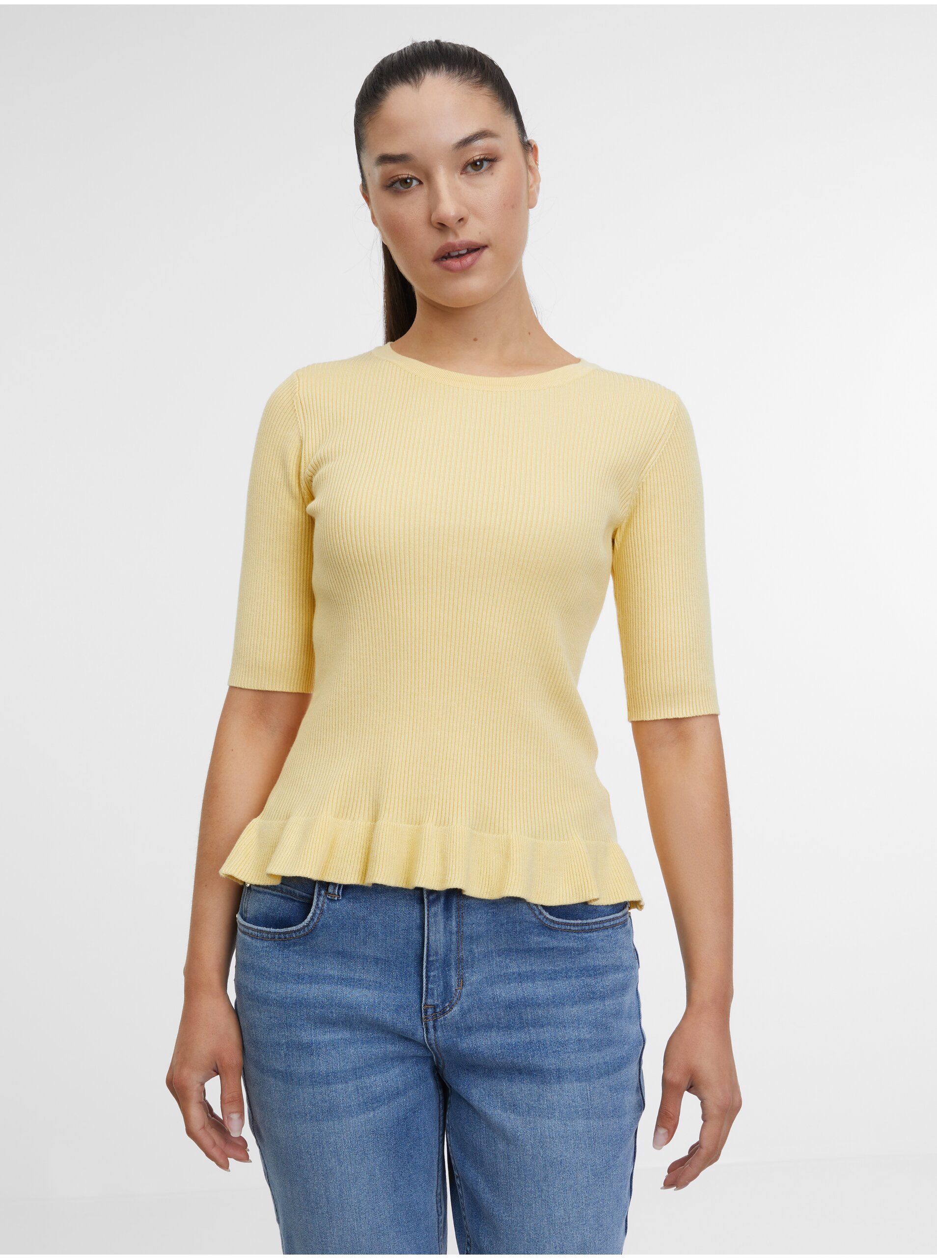 Lacno Žlté dámske úpletové tričko ORSAY