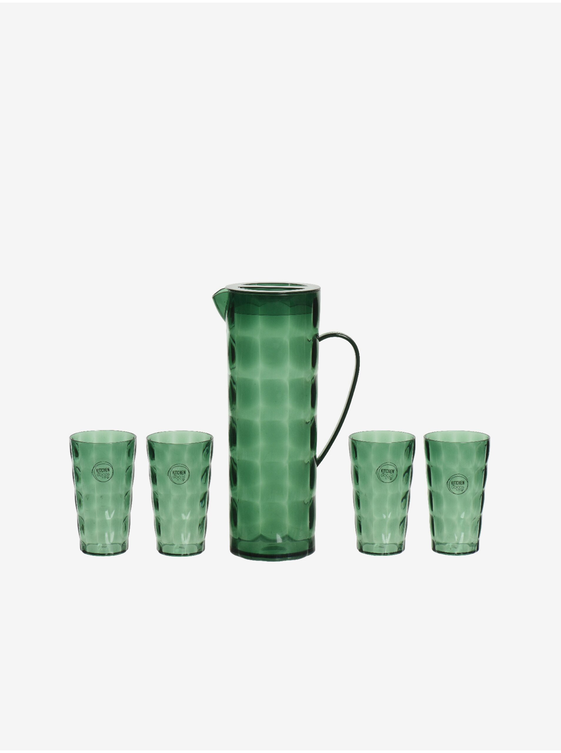 Levně Sada džbánu a čtyř sklenic v zelené barvě Kaemingk