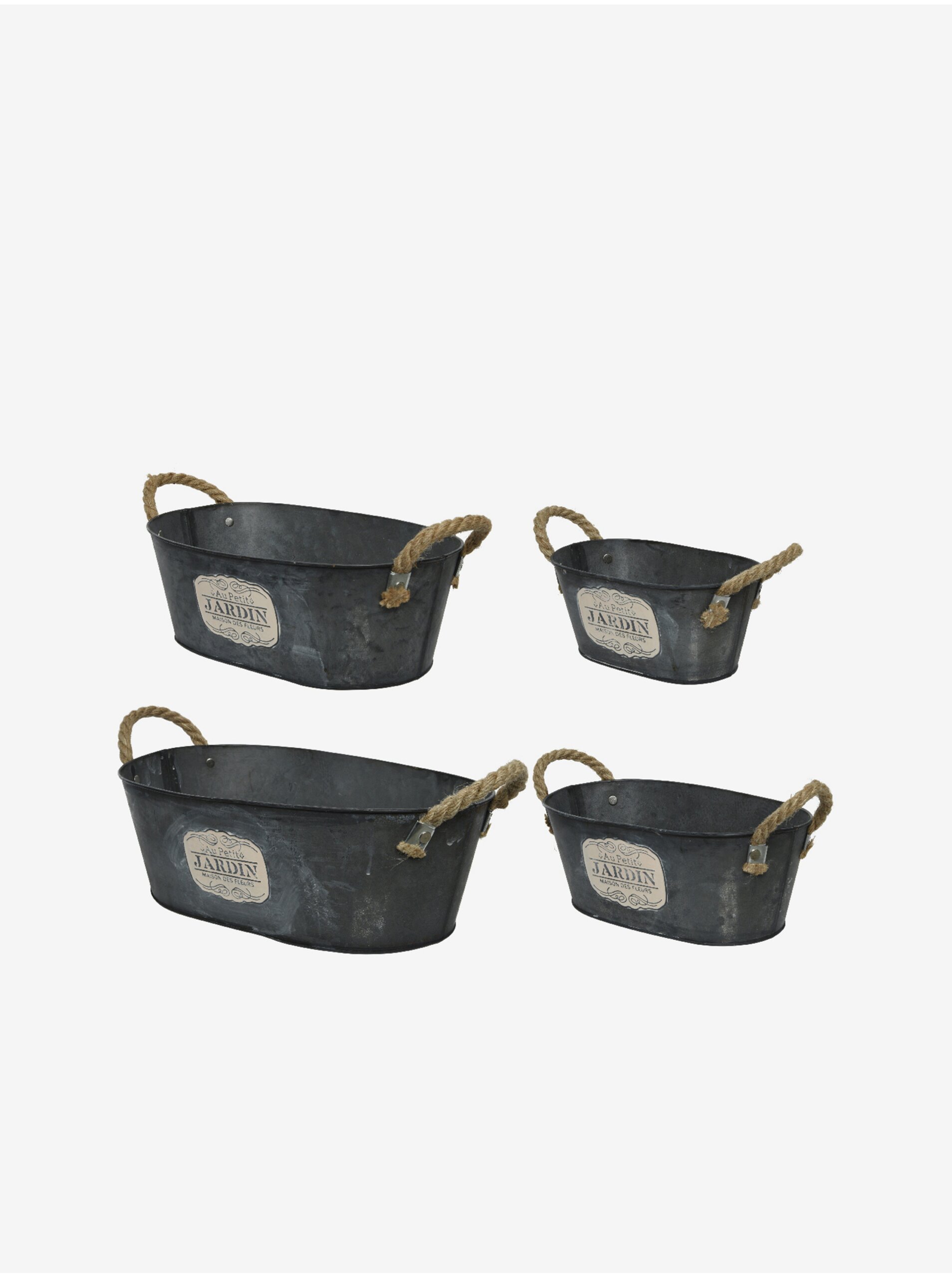 Levně Sada čtyř kovových truhlíků v černé barvě Kaemingk