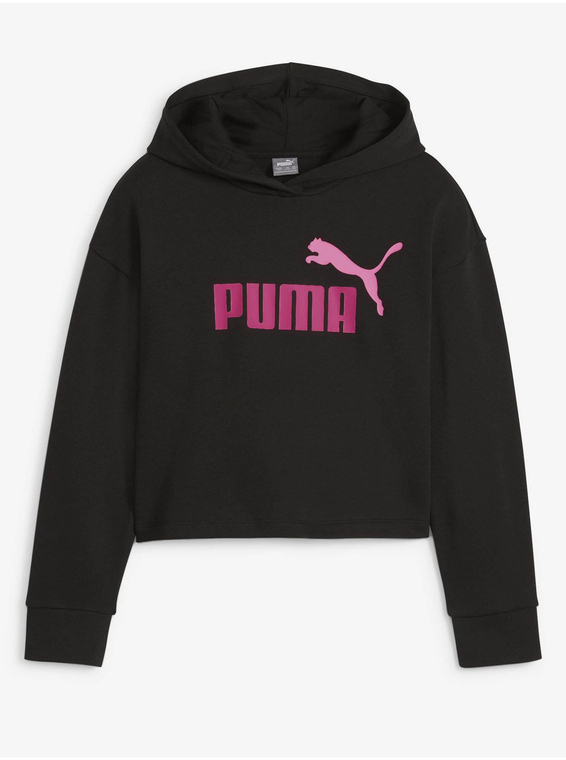 Lacno Čierna dievčenská mikina s kapucňou Puma ESS+ 2 Color Logo