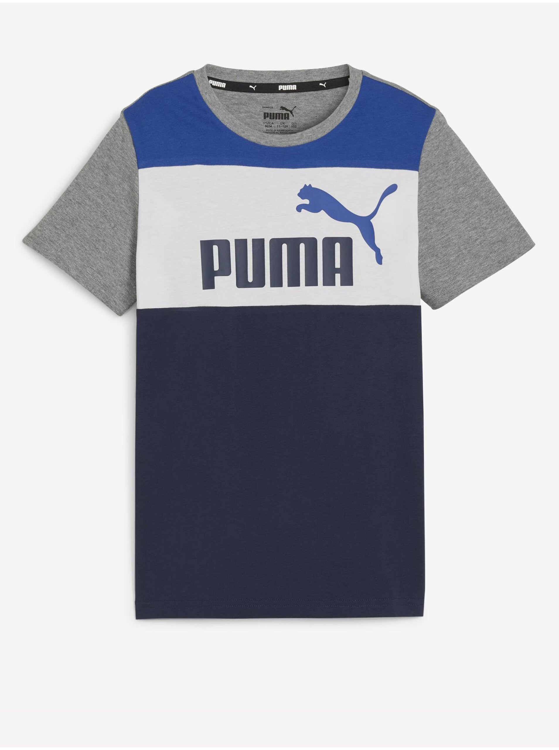 Lacno Modro-sivé chlapčenské tričko Puma ESS Block Tee