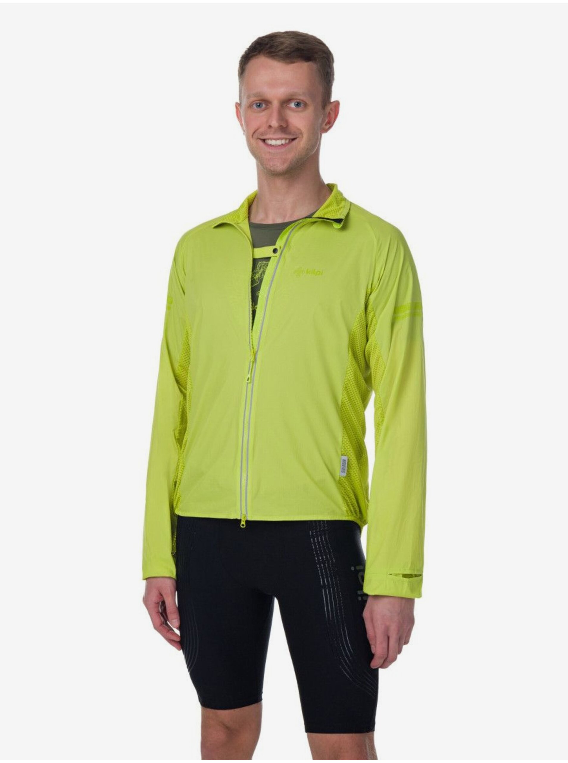 Levně Světle zelená pánská běžecká bunda Kilpi Tirano-M
