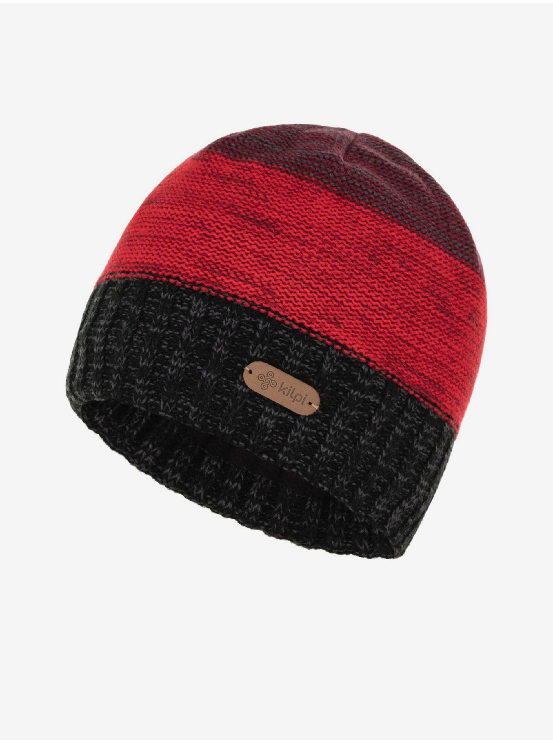 Levně Černo-červená pánská zimní pletená čepice Kilpi MAYLO-M