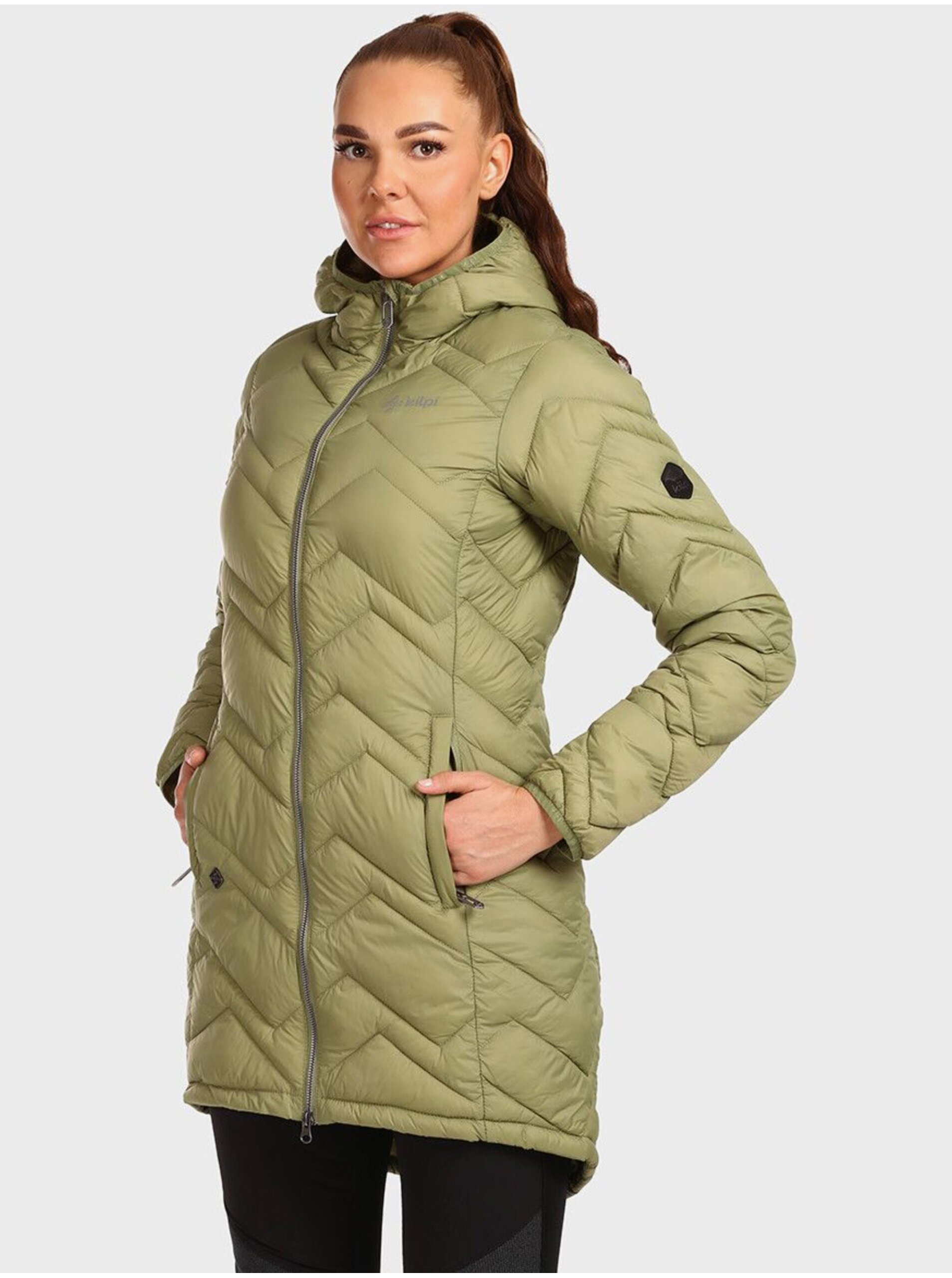 Levně Zelený dámský zimní kabát Kilpi LEILA-W