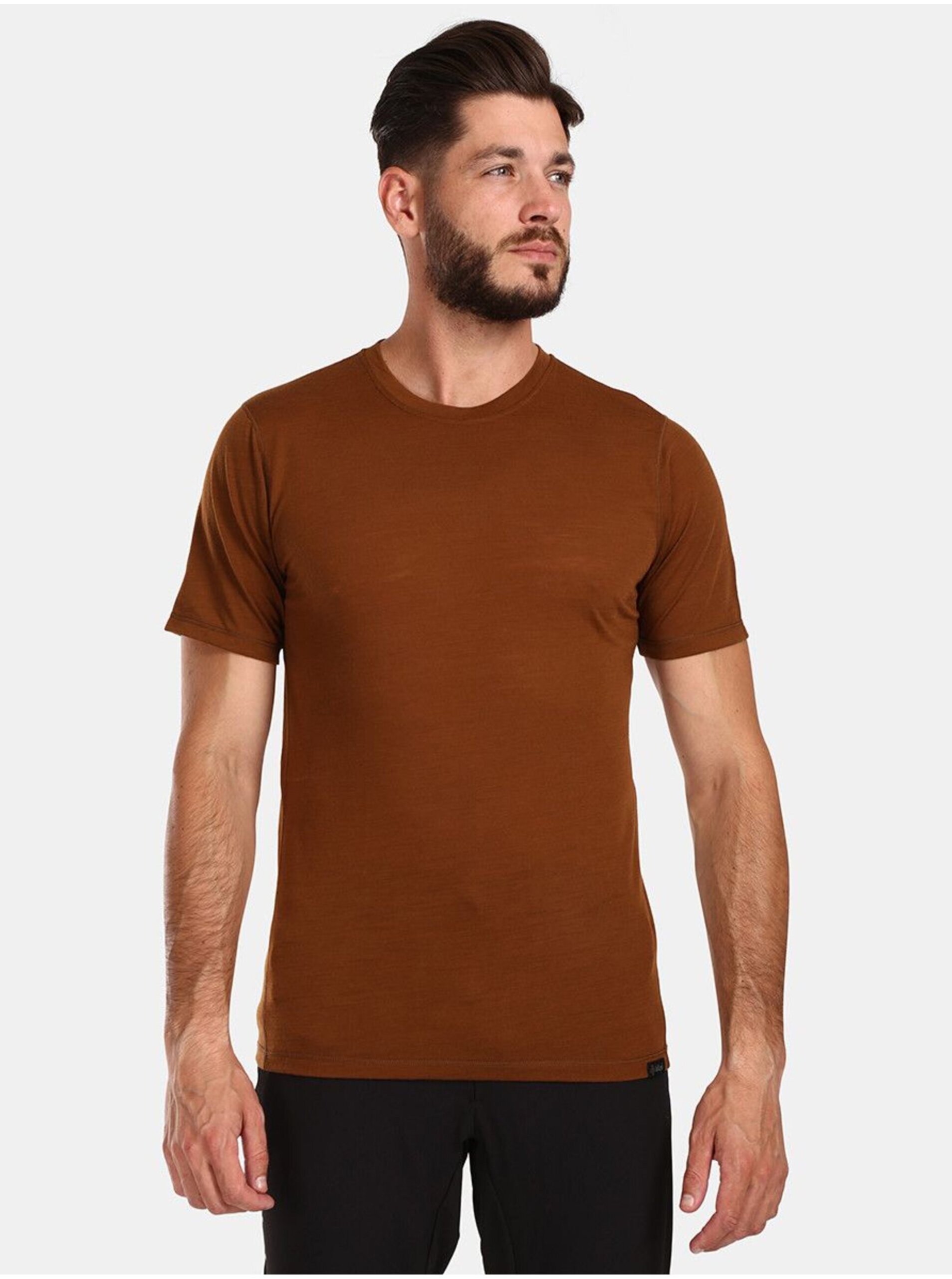 Lacno Hnedé pánske tričko z merino vlny Kilpi SLOPER-M