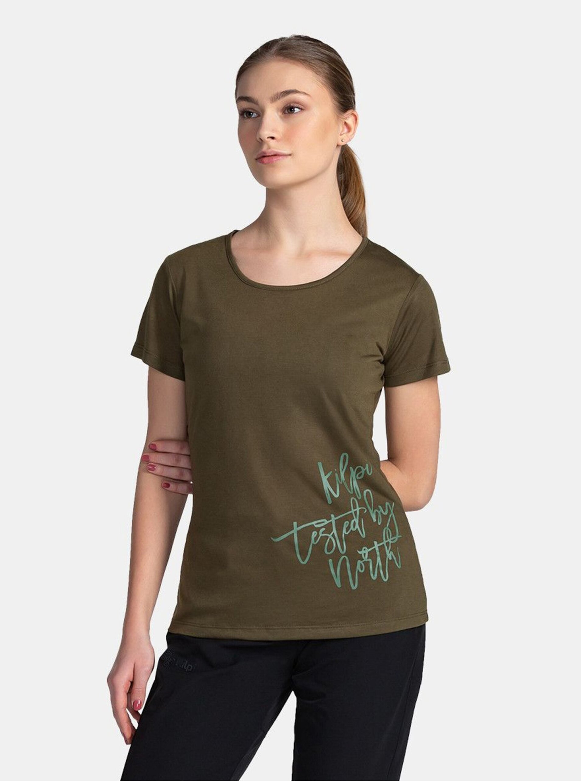 Levně Tmavě zelené dámské tričko Kilpi GAROVE-M