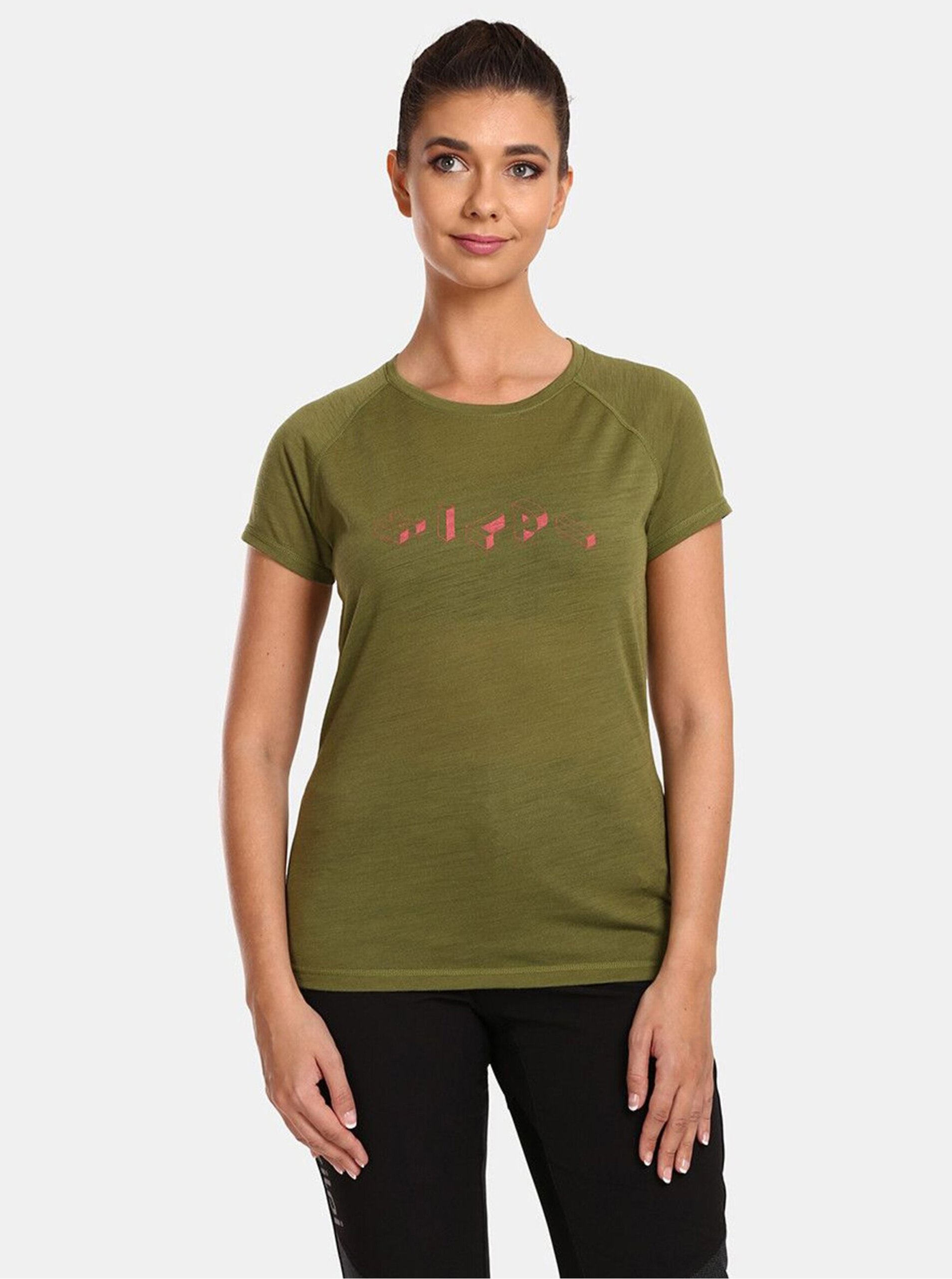 Levně Zelené dámské tričko s příměsí vlny Kilpi ZARJA