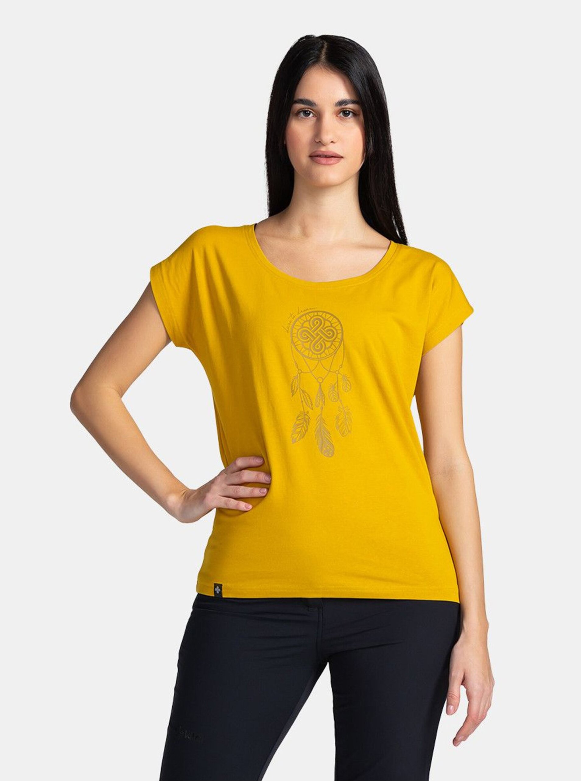 Lacno Žlté dámske tričko s potlačou Kilpi ROANE
