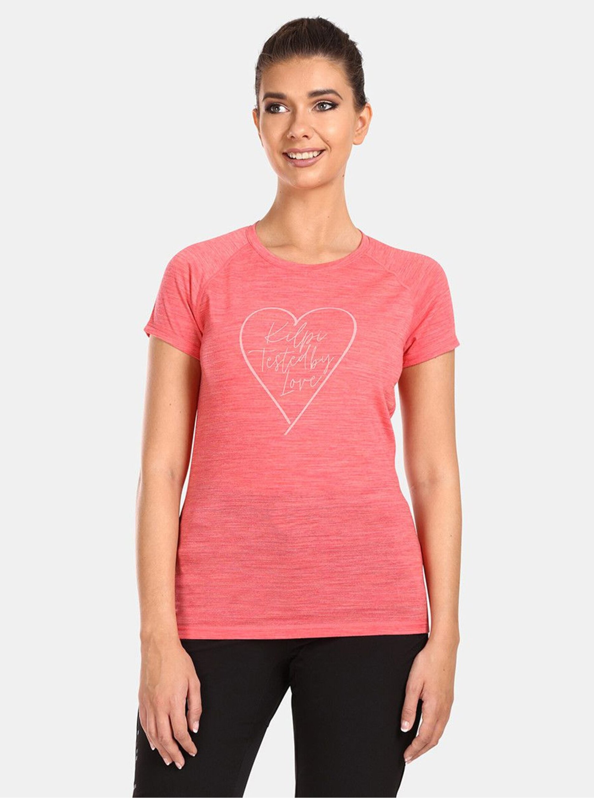 Levně Růžové dámské tričko s příměsí vlny Kilpi ZARJA