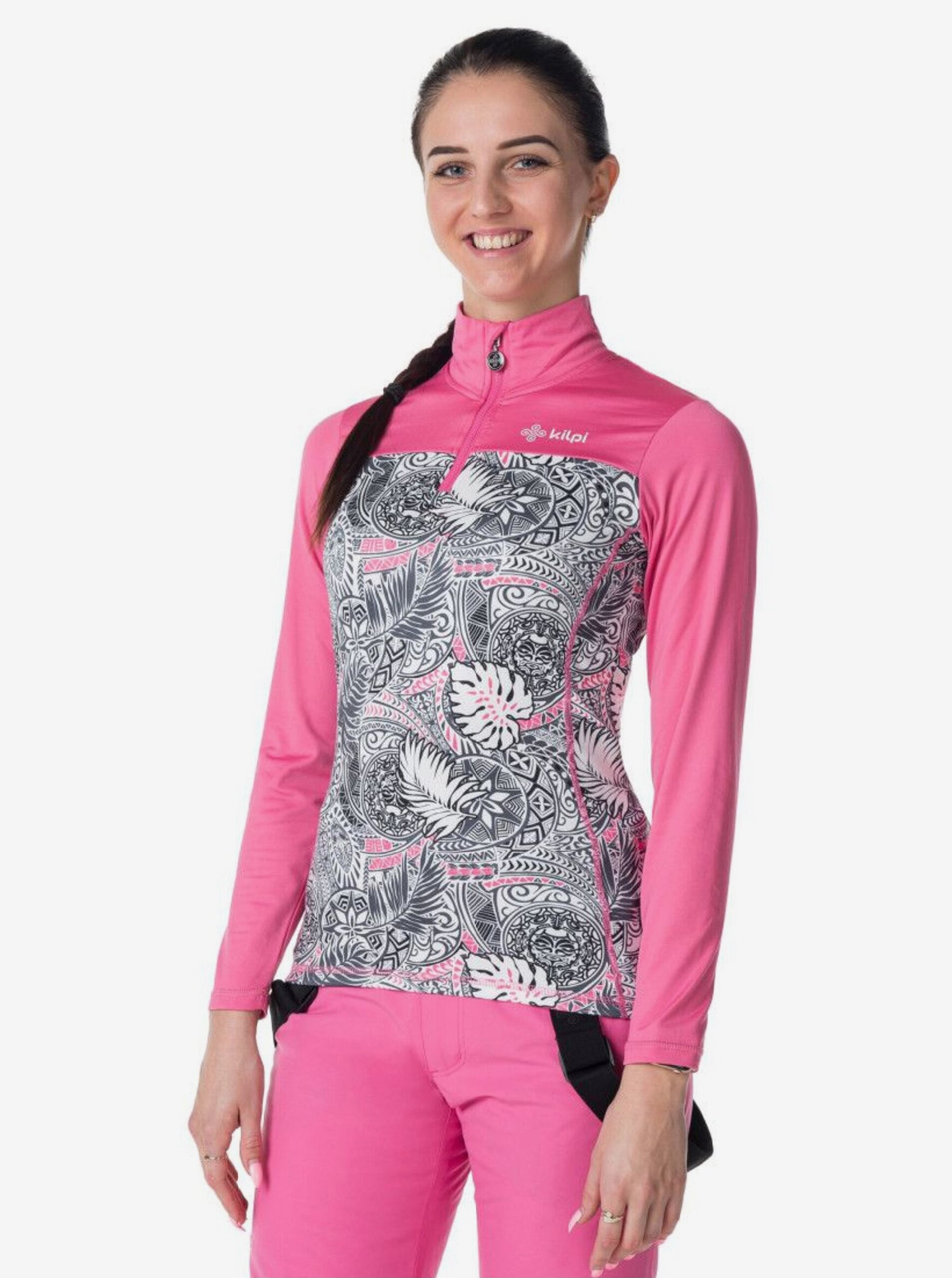 Levně Růžové dámské sportovní tričko s rolákem KILPI LEEMA