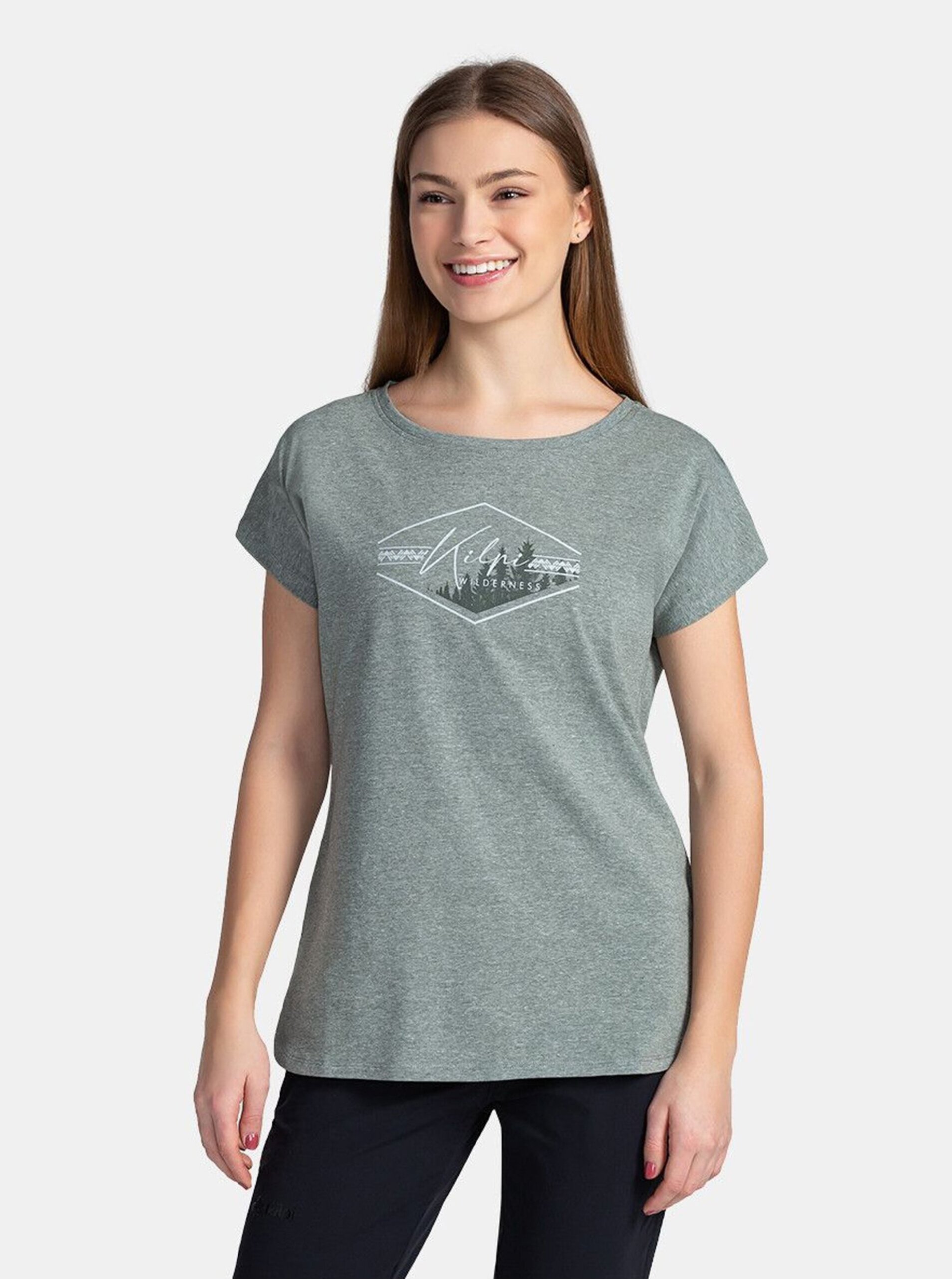 E-shop Tmavě zelené dámské tričko s potiskem Kilpi NELLIM