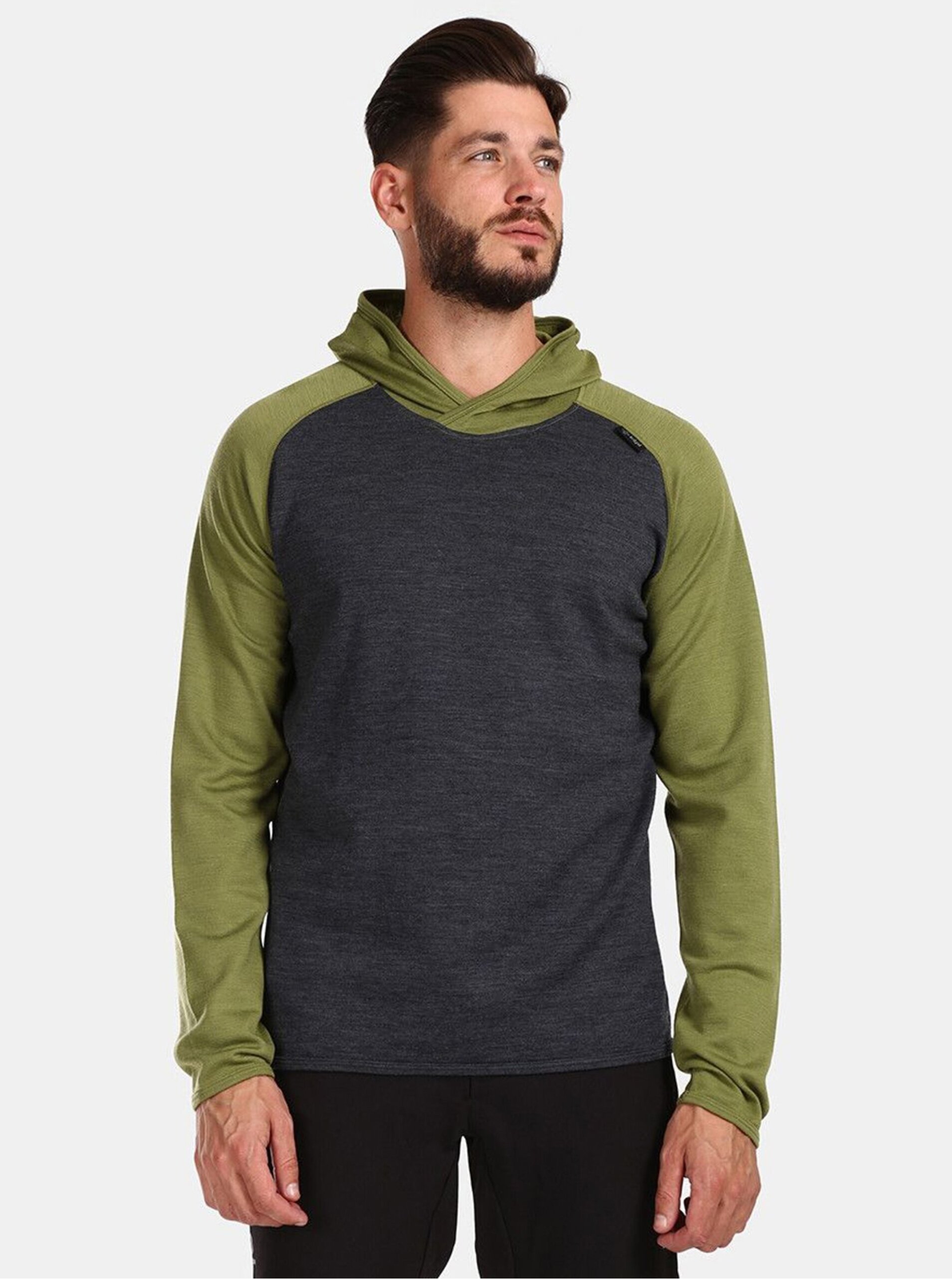 Lacno Zeleno-sivý pánsky sveter z Merino vlny Kilpi MOSEO-M