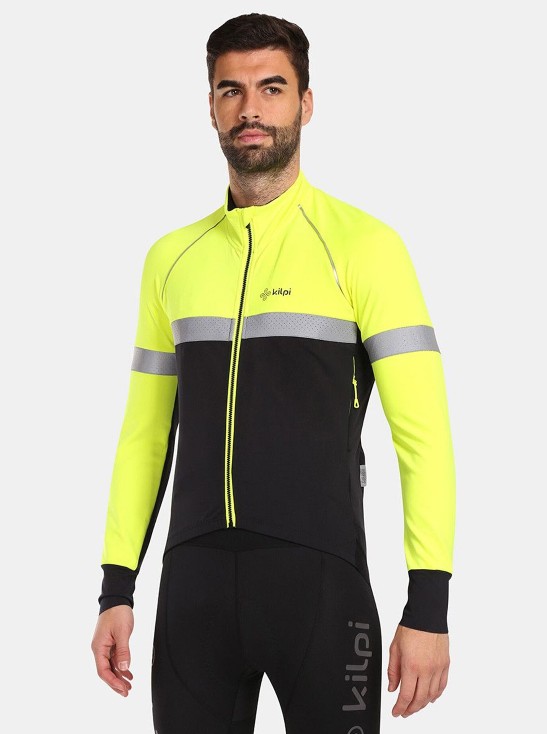 Levně Žluto-černá pánská softshellová cyklistická bunda Kilpi NERETO-M