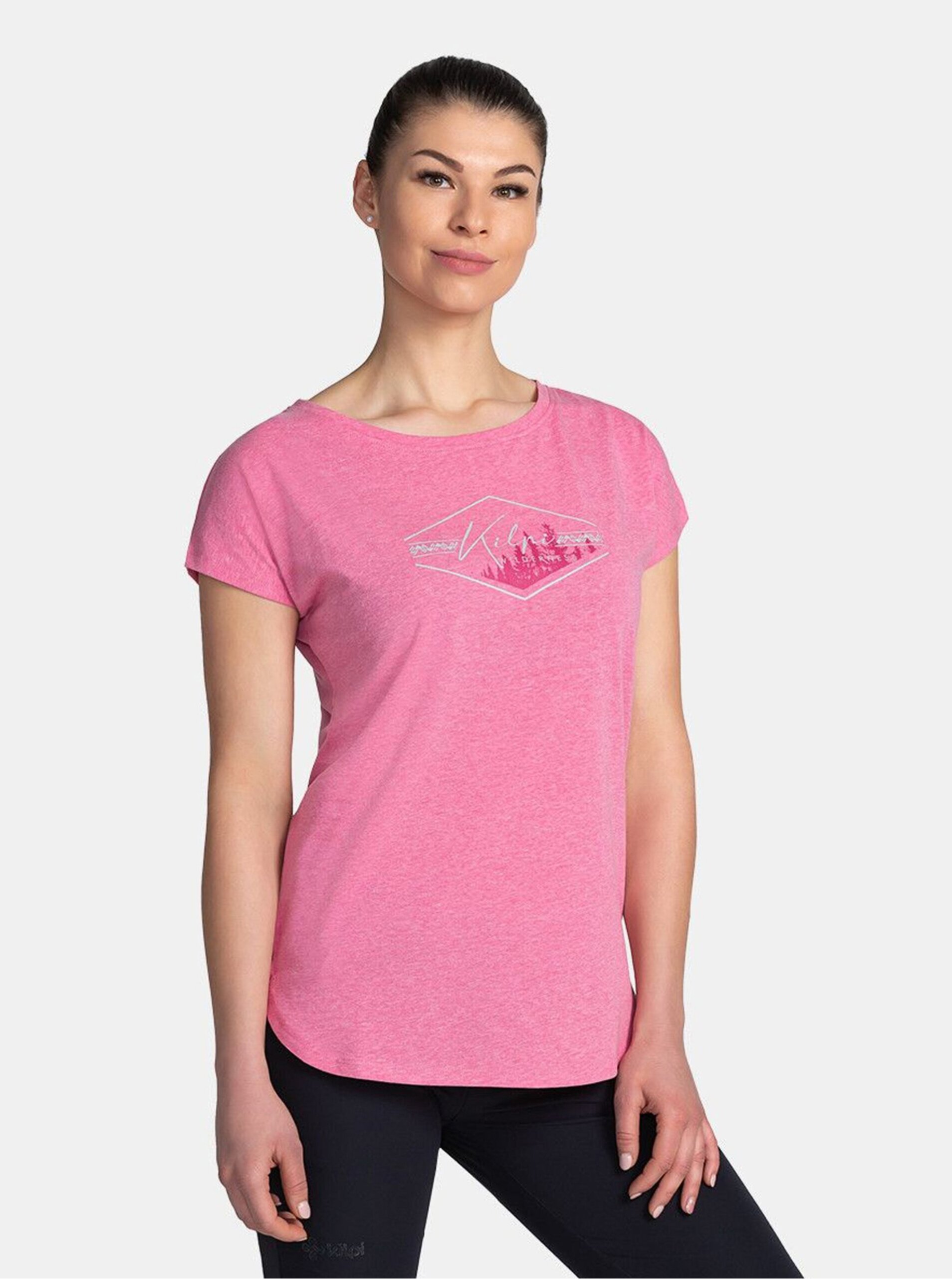 Levně Růžové dámské tričko s potiskem Kilpi NELLIM