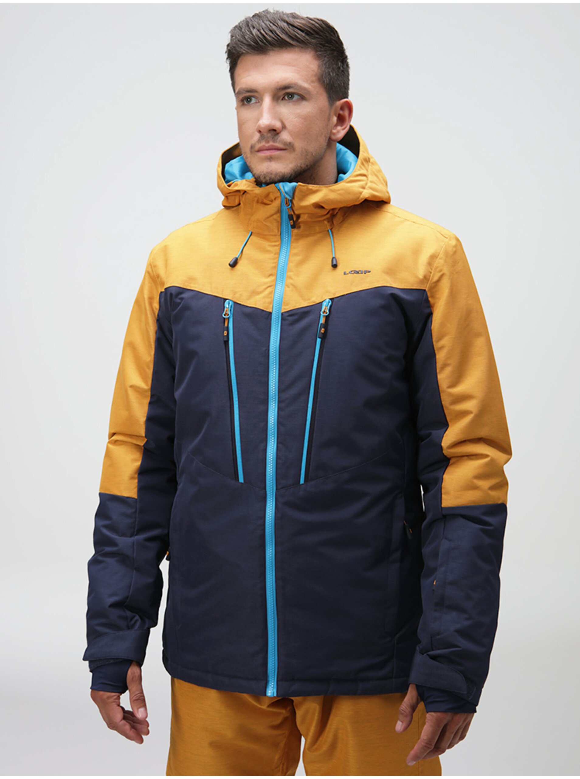 Levně Modro-žlutá pánská lyžařská bunda LOAP Lawrence