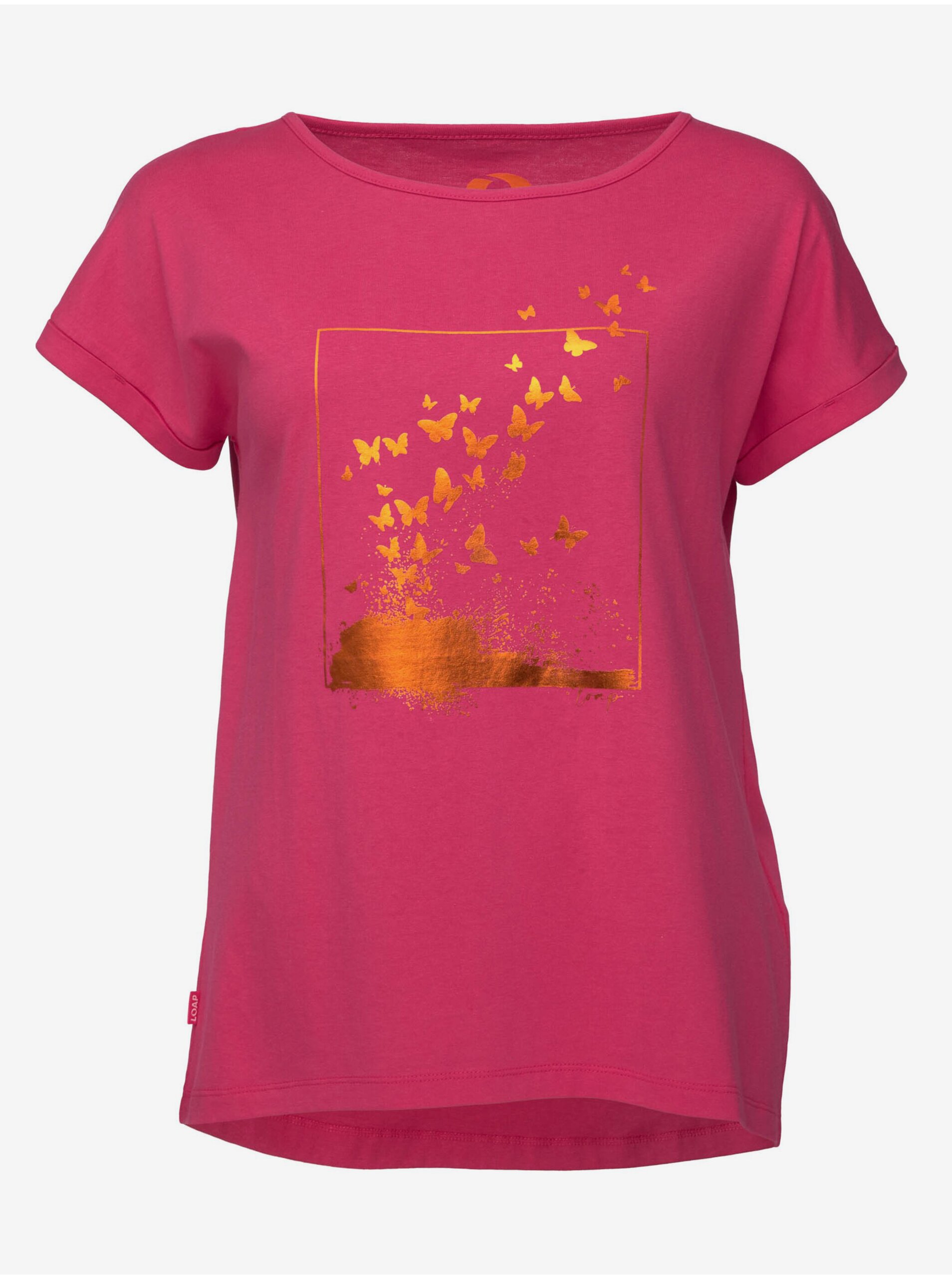 Levně Růžové dámské tričko LOAP Bazala