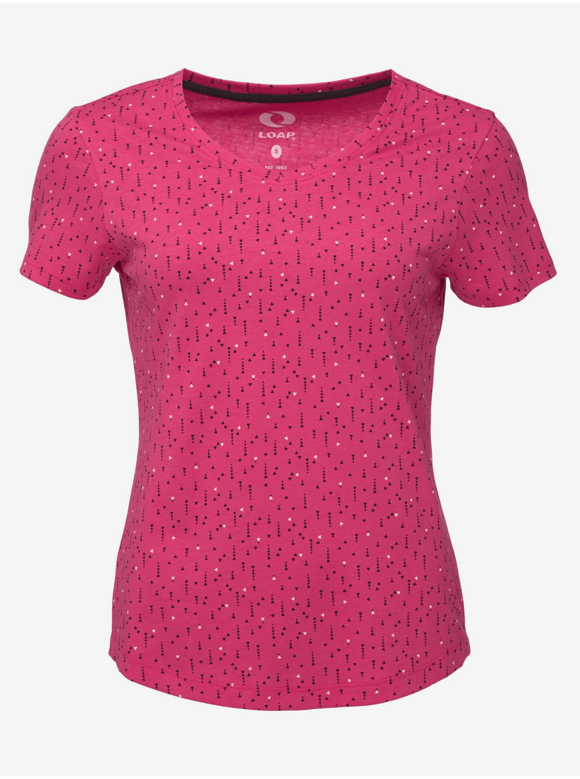 Levně Růžové dámské vzorované tričko LOAP BAKLAVA
