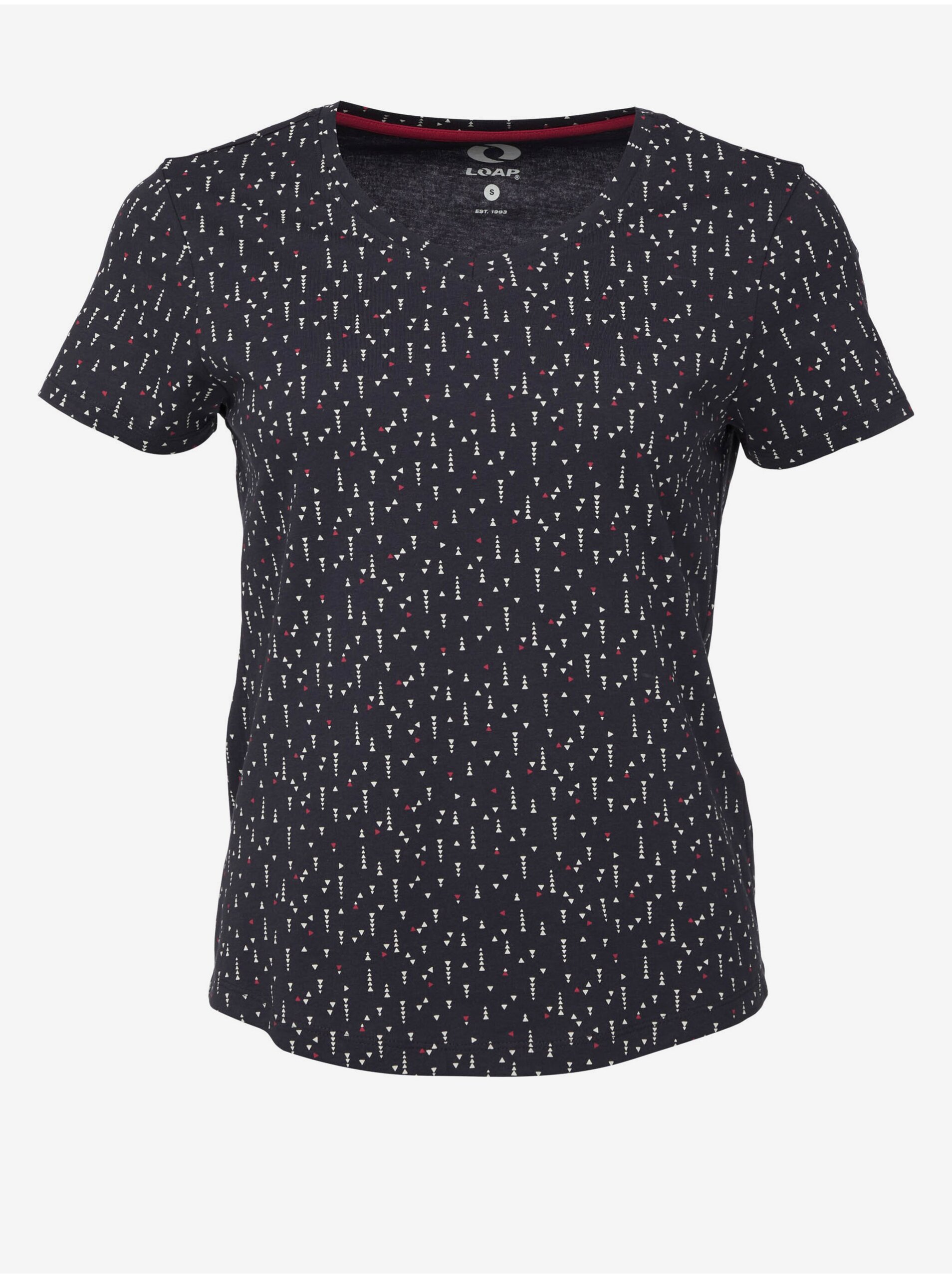 Lacno Tmavomodré dámske vzorované tričko LOAP BAKLAVA