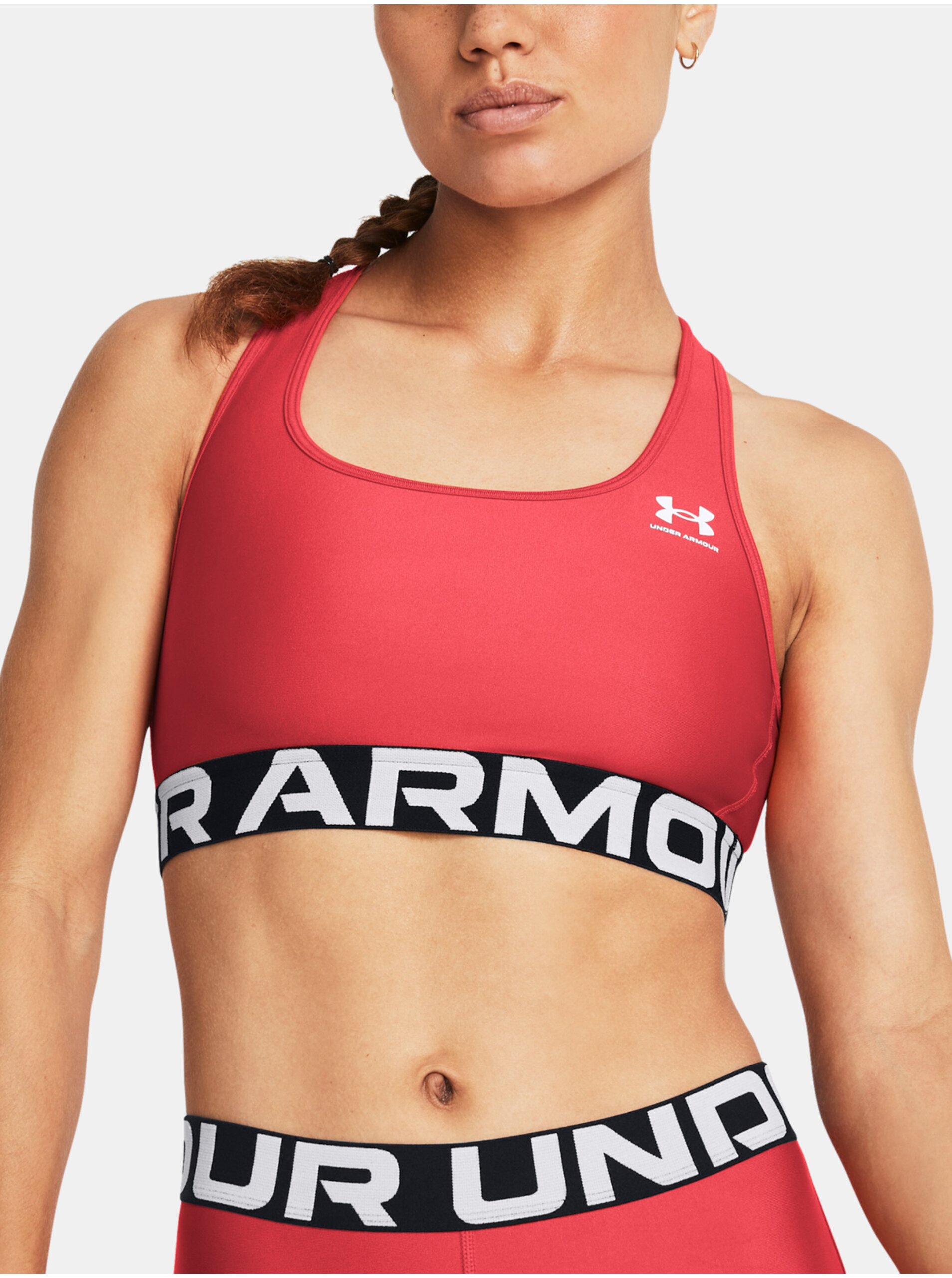 Lacno Červená športová podprsenka Under Armour UA HG Authentics Mid Branded