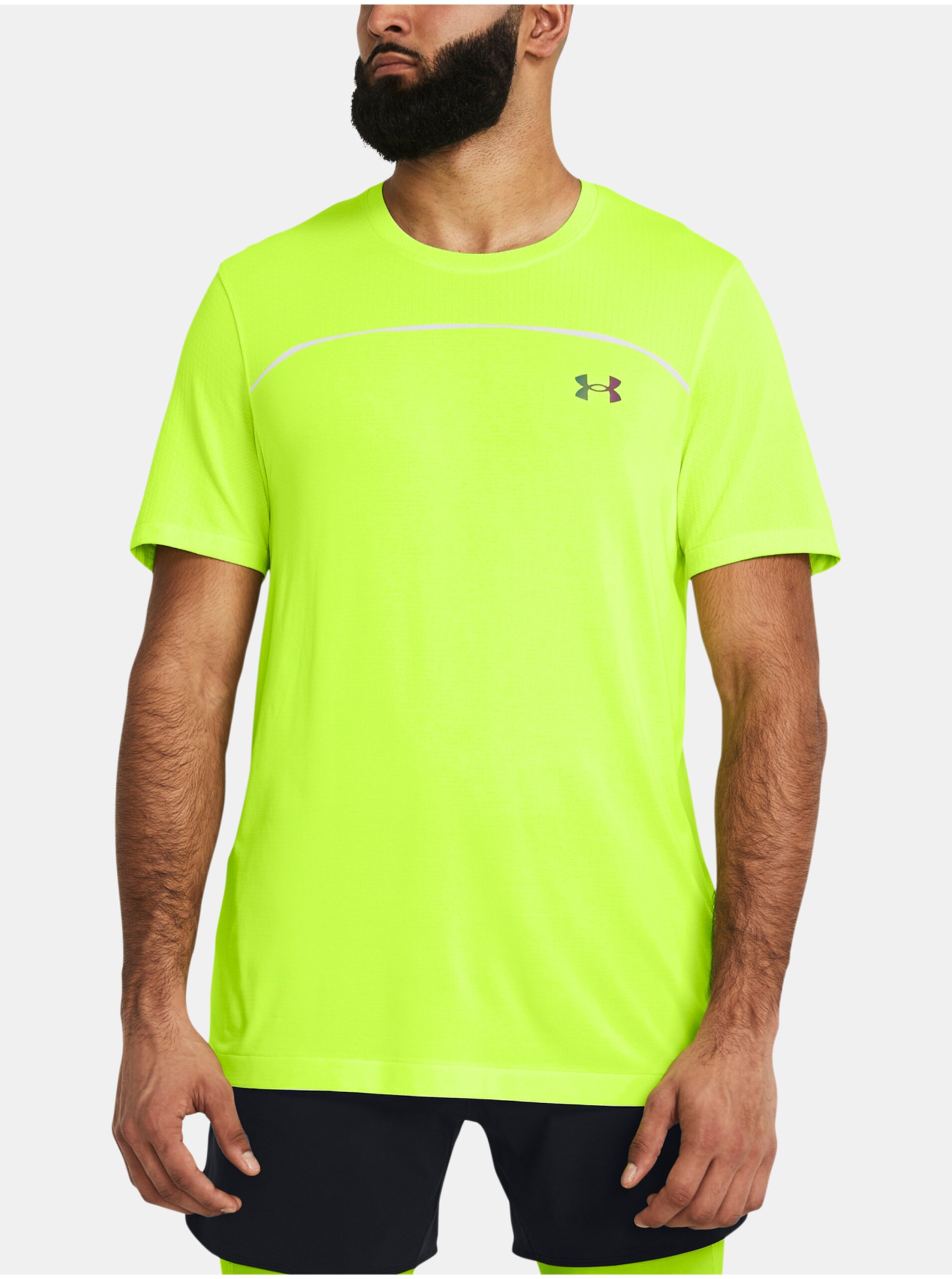 E-shop Žluté sportovní tričko Under Armour UA Rush Seamless Wordmark SS