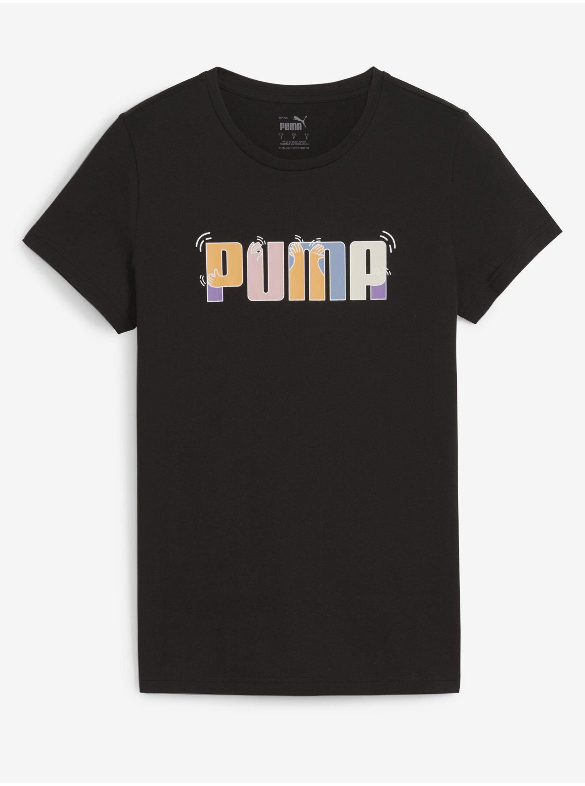 Levně Černé dámské tričko Puma ESS+ Graphic Tee