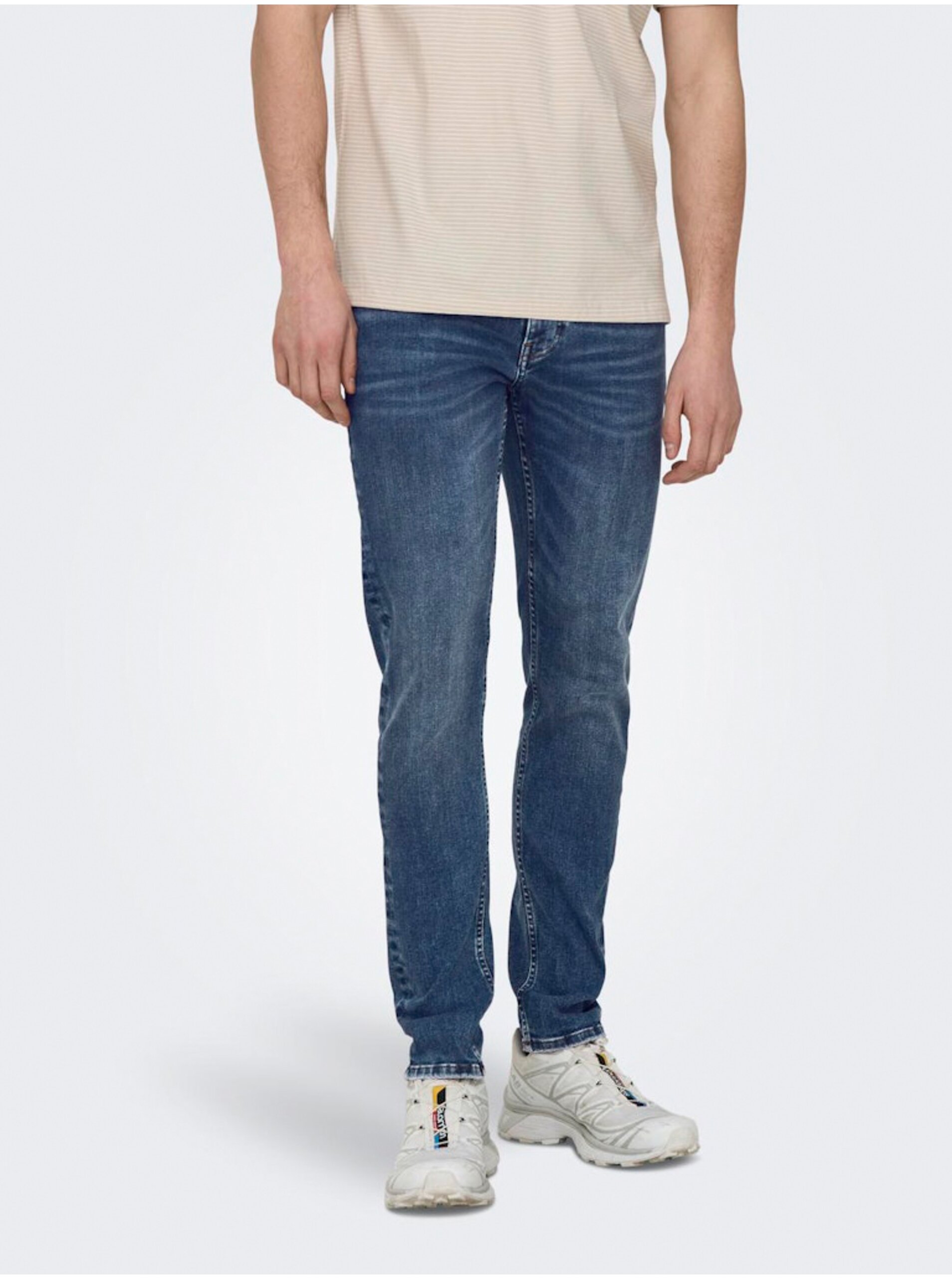 E-shop Tmavě modré pánské skinny fit džíny ONLY & SONS Warp