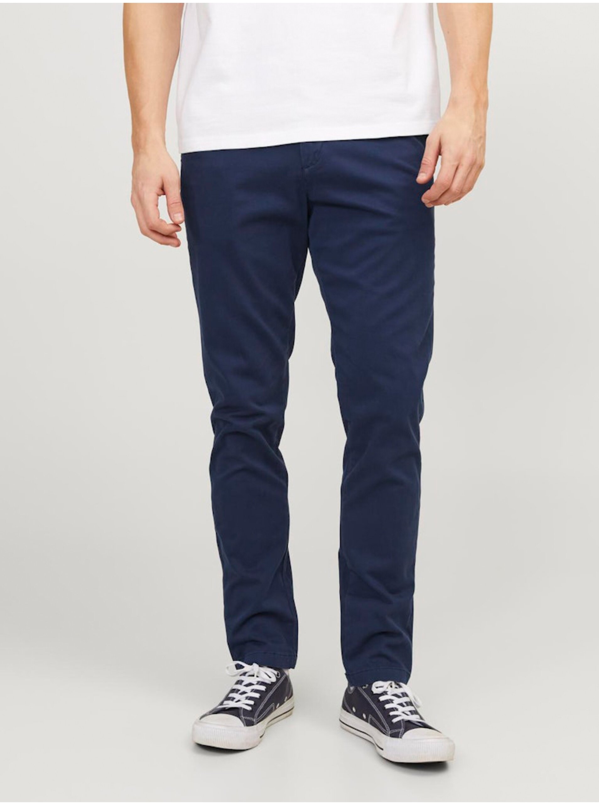 Lacno Tmavomodré chino nohavice Jack & Jones Marco