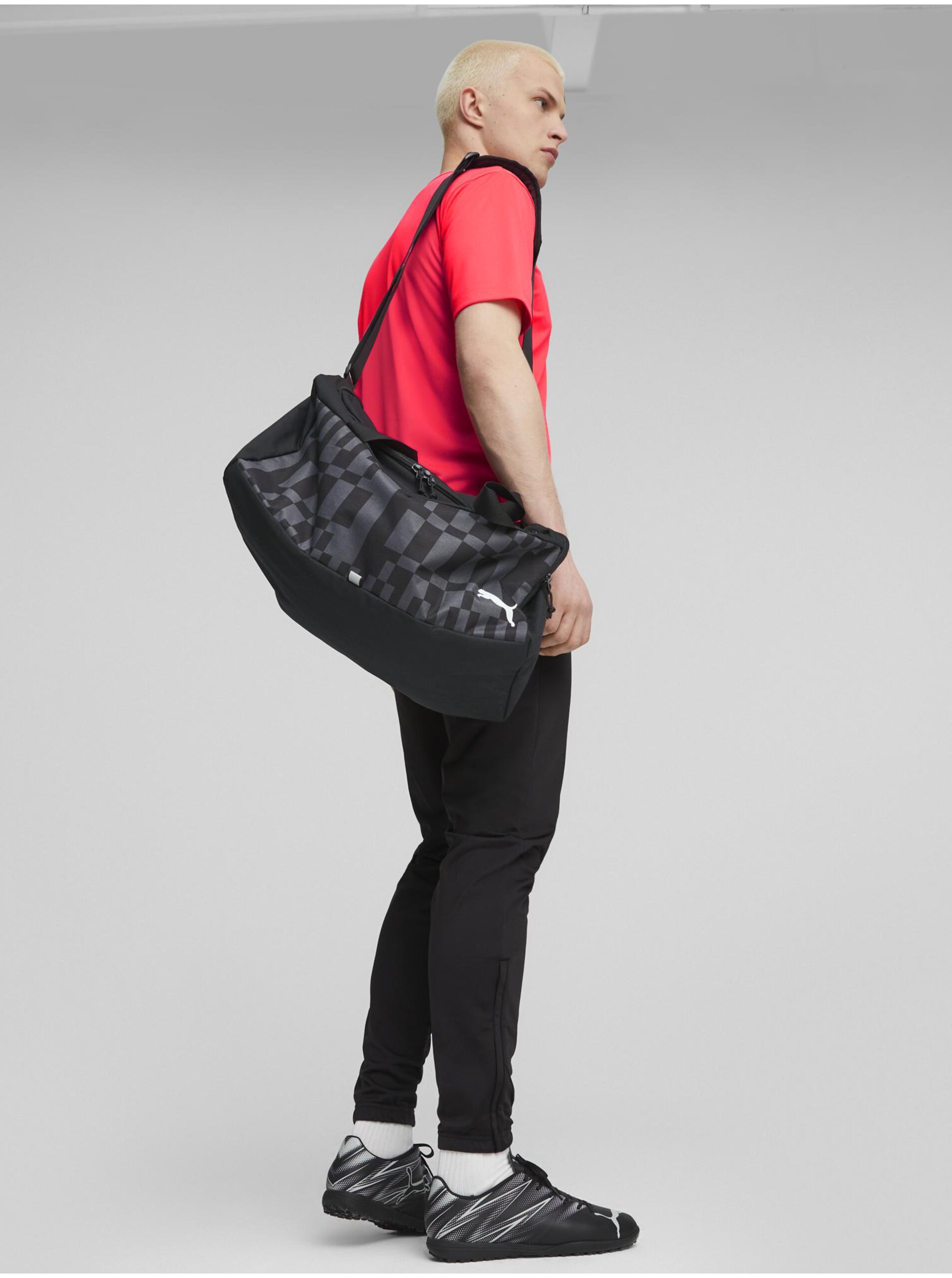 Levně Šedo-černá sportovní taška Puma individualRISE Small Bag