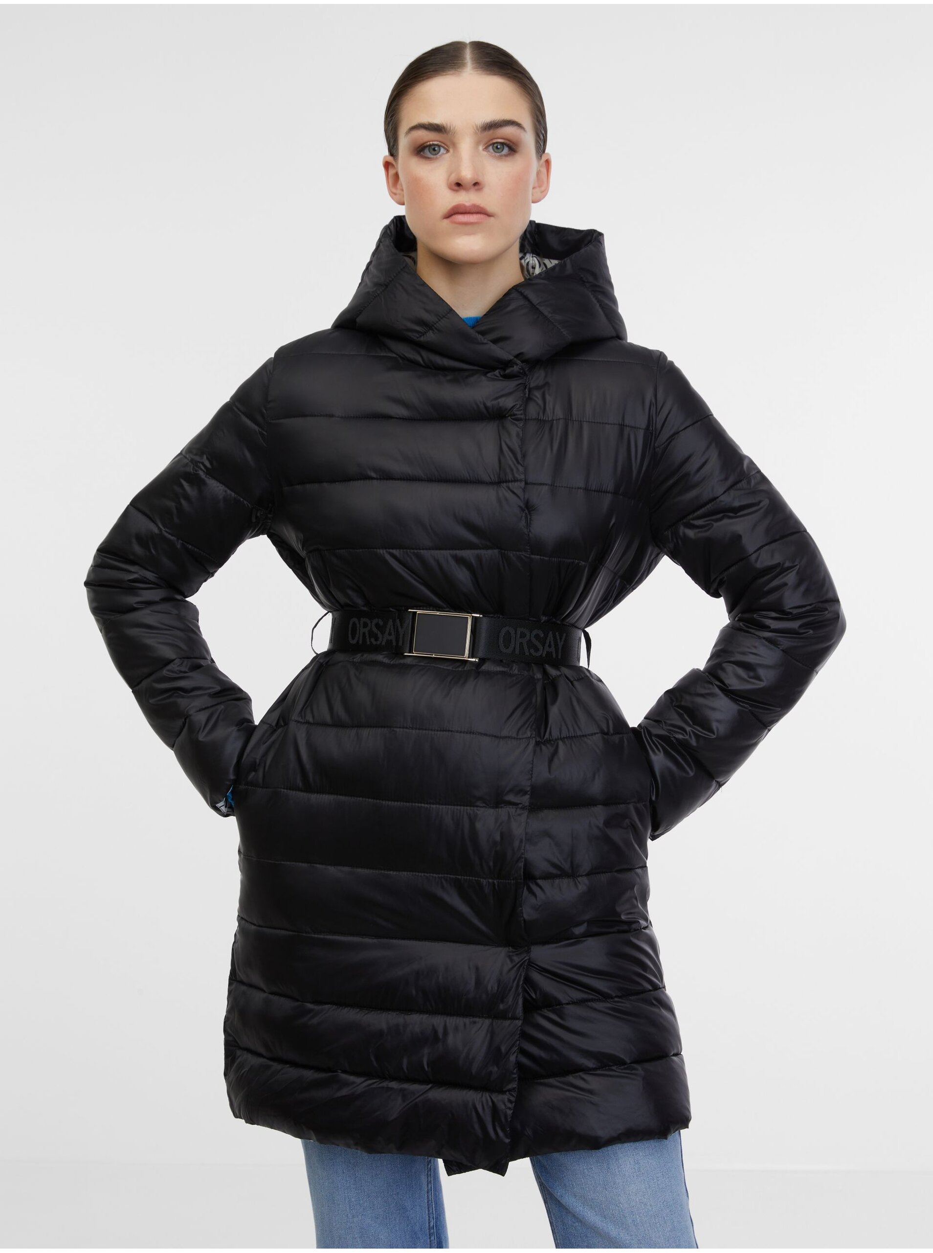 E-shop Černý dámský prošívaný kabát ORSAY