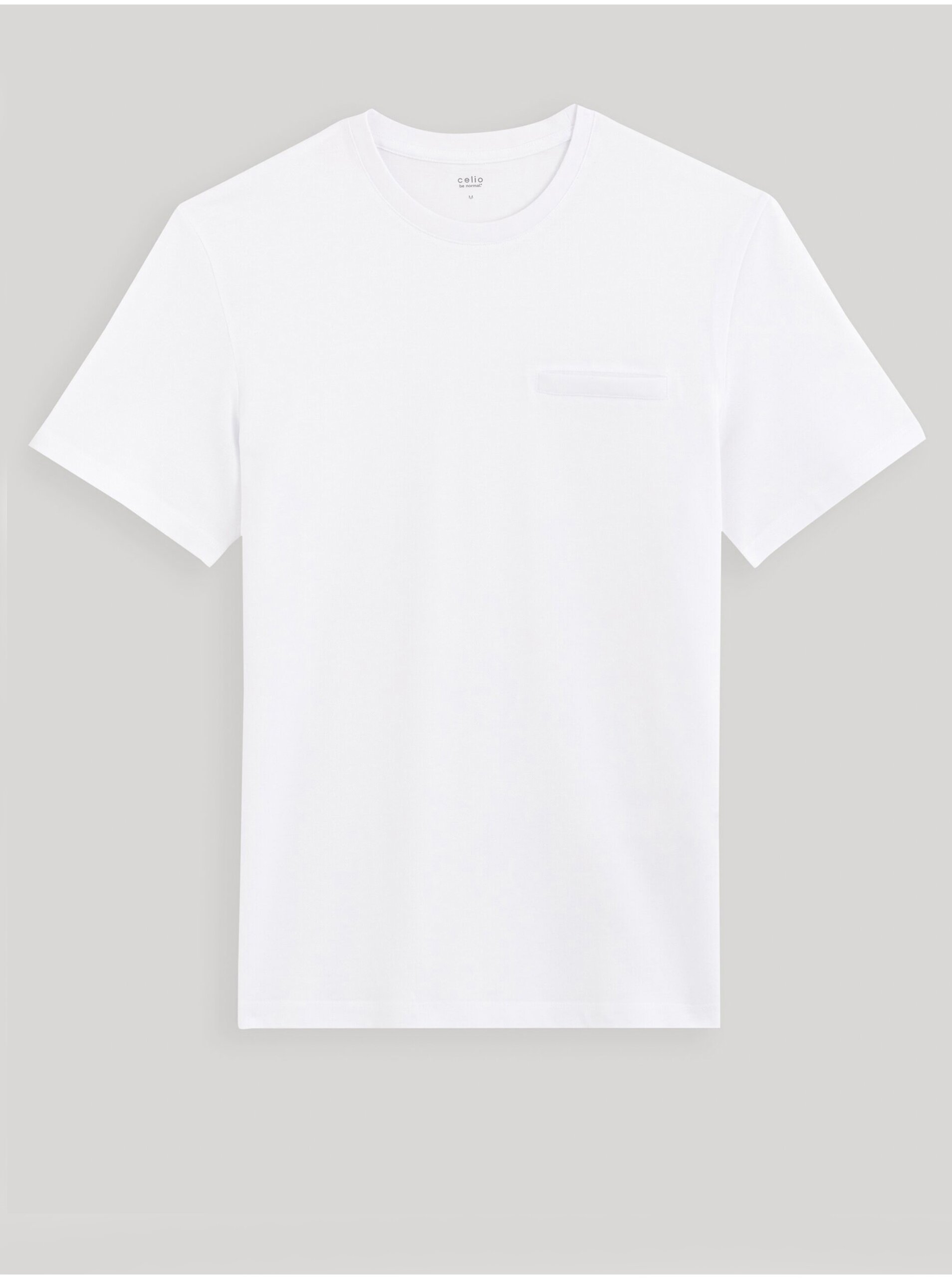 Levně Bílé pánské basic tričko Celio Gepopiff