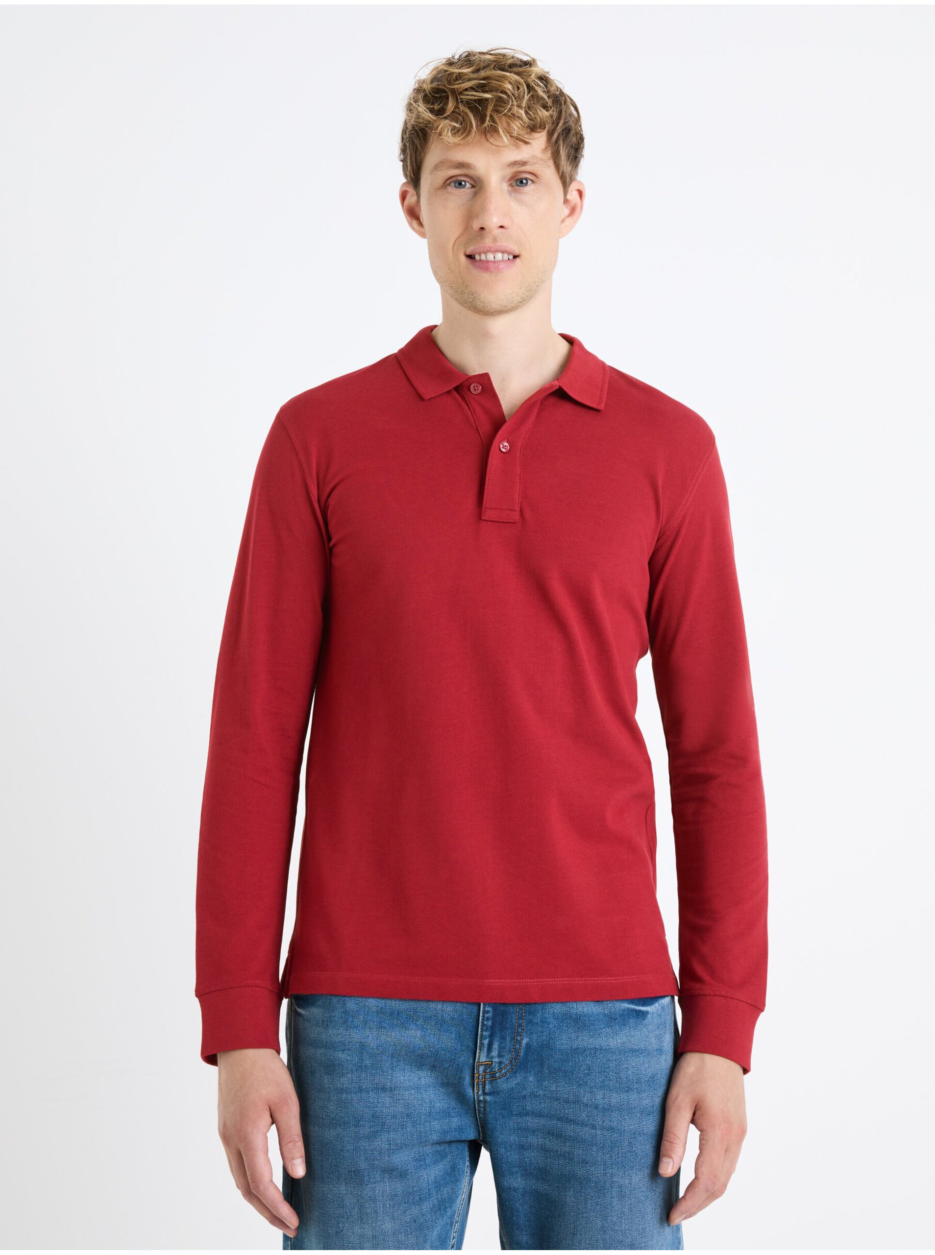 Levně Červené pánské basic polo tričko Celio Ceoneml