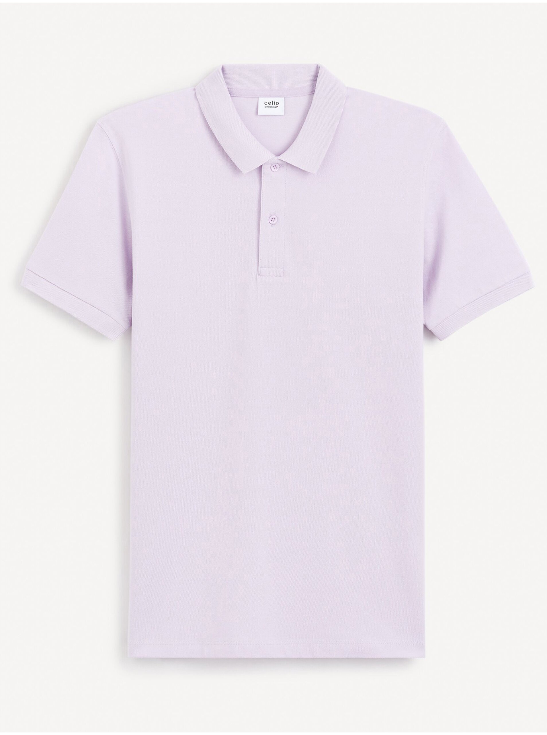 Levně Světle fialové pánské basic polo tričko Celio Teone