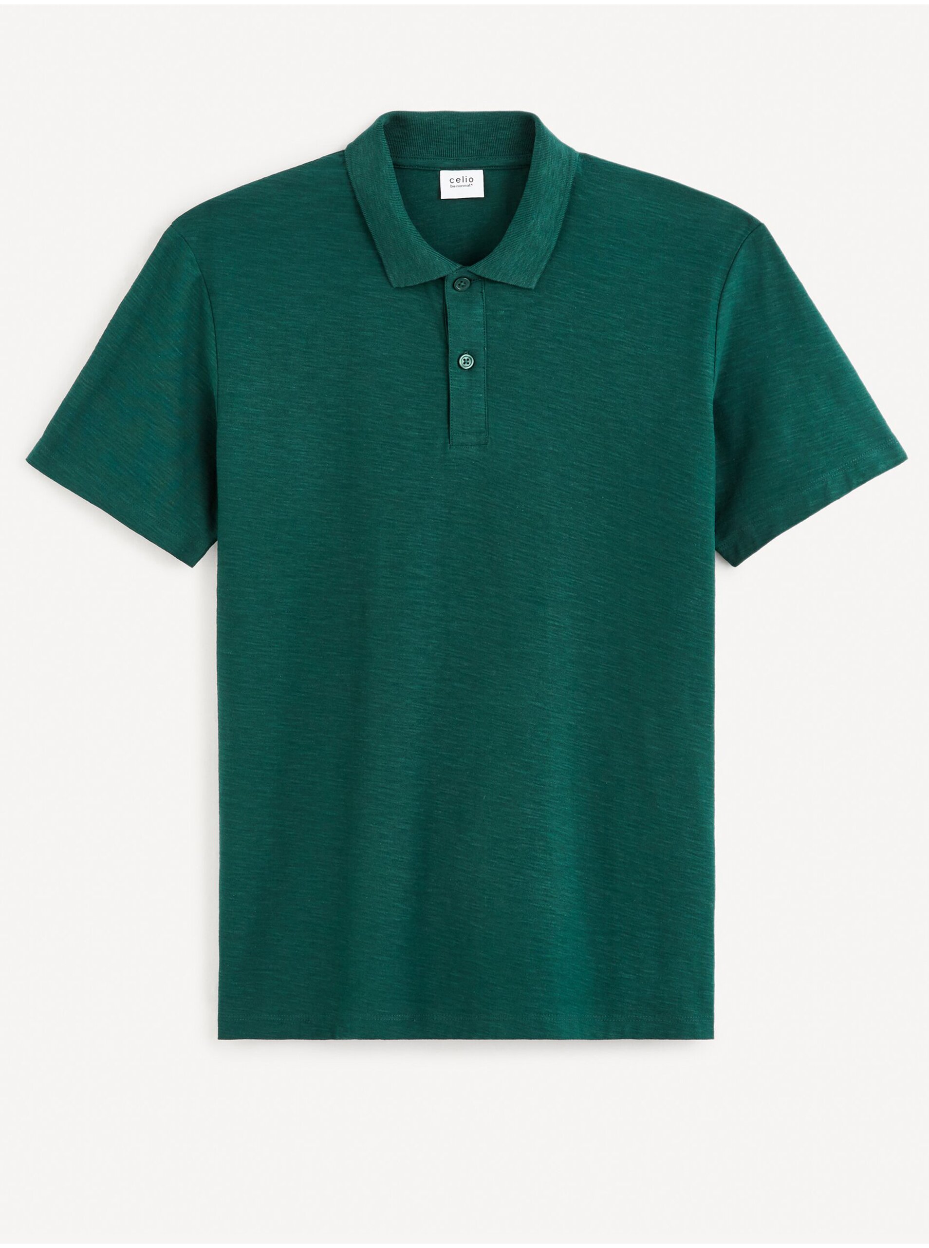 Levně Tmavě zelené pánské basic polo tričko Celio Feflame