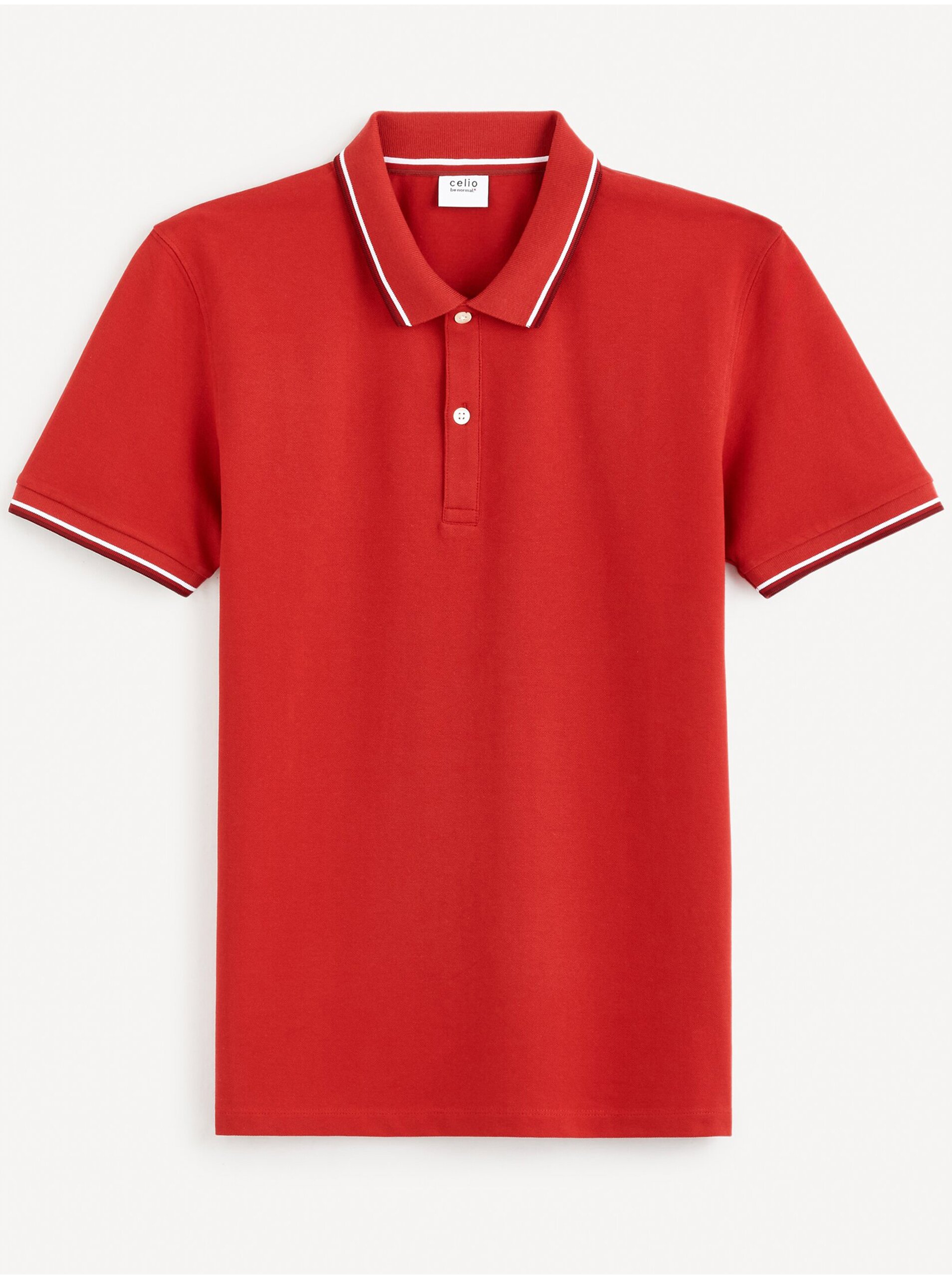 E-shop Červené pánské basic polo tričko Celio Decolrayeb