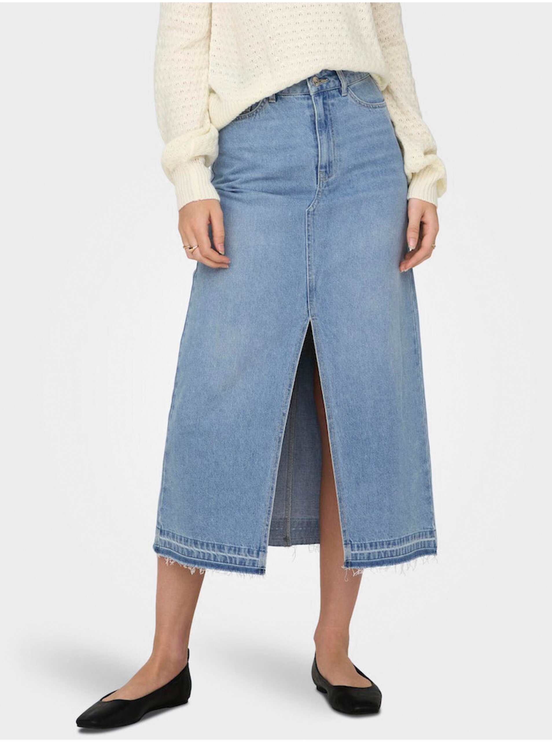 E-shop Svetlomodrá dámska džínsová midi sukňa JDY Bella